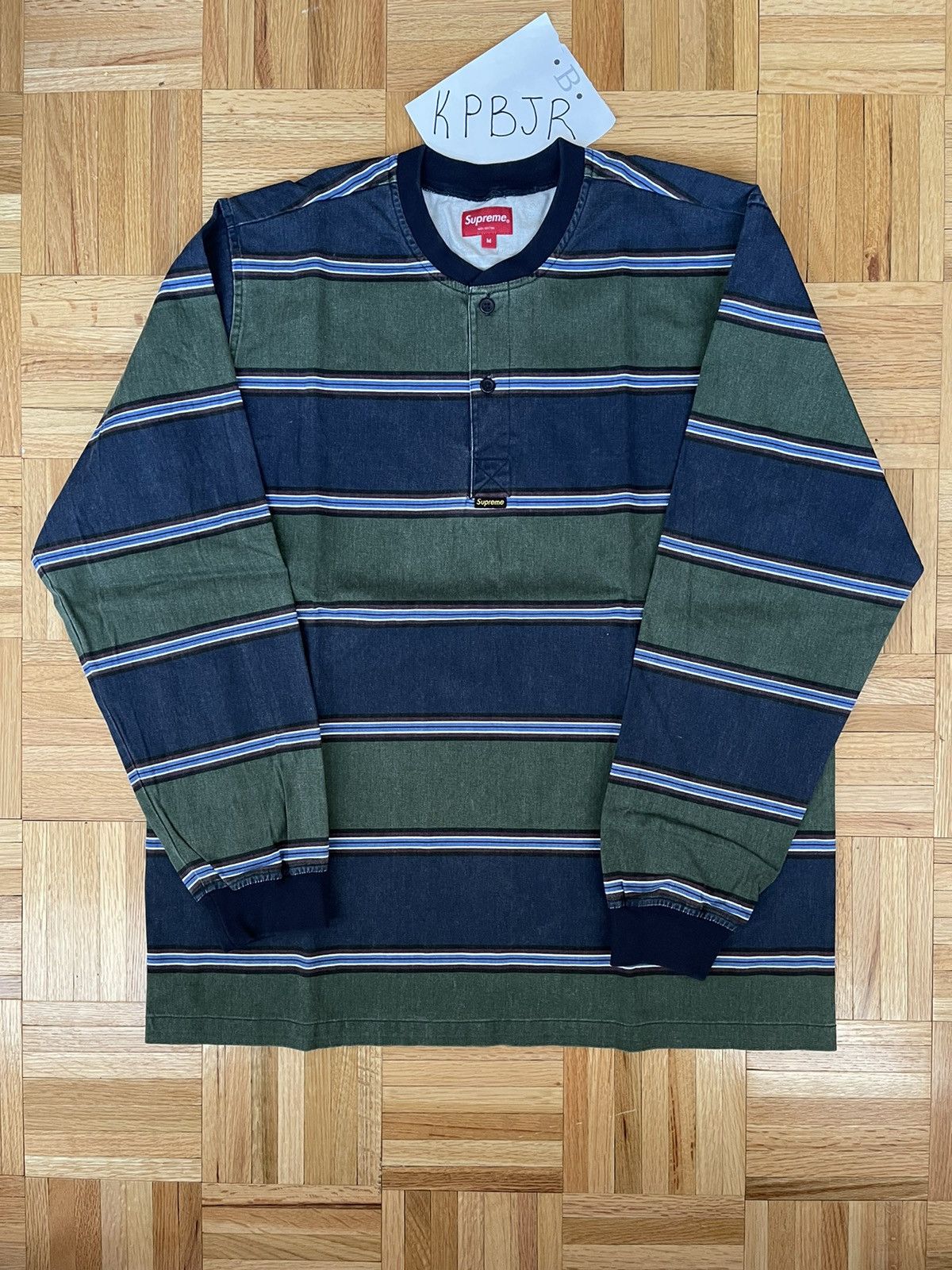 Supreme Supreme Printed Stripe Twill Henley | Grailed