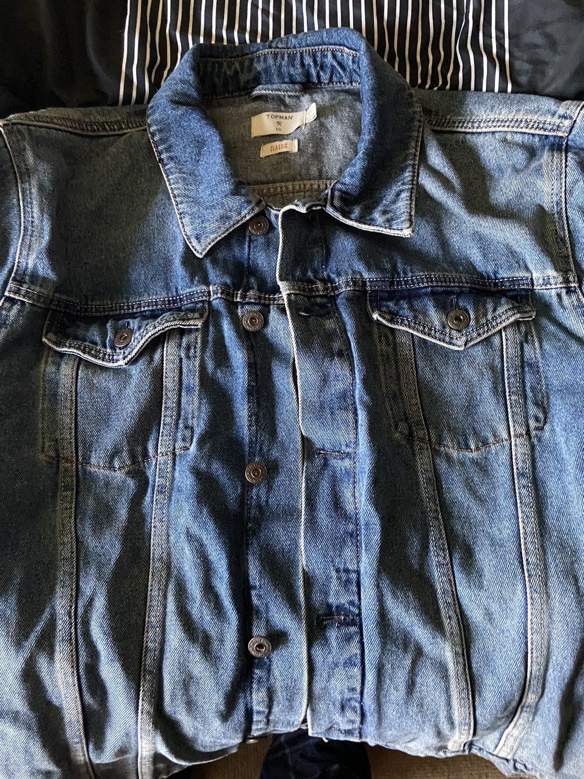 Topman distressed denim jacket clearance
