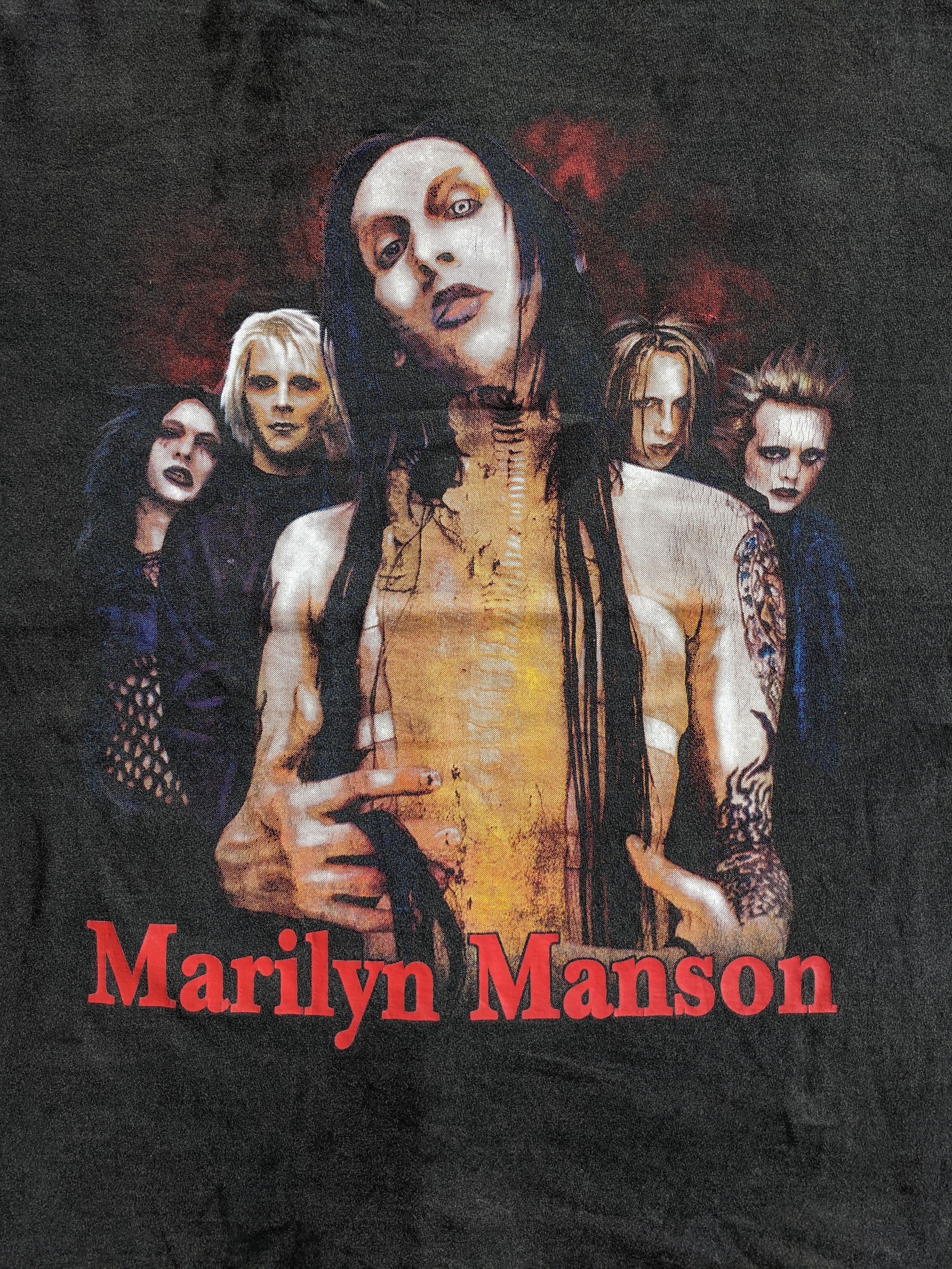 Marilyn Manson × Vintage Vintage 90s Marilyn Manson lineup big print Size US L / EU 52-54 / 3 - 3 Thumbnail