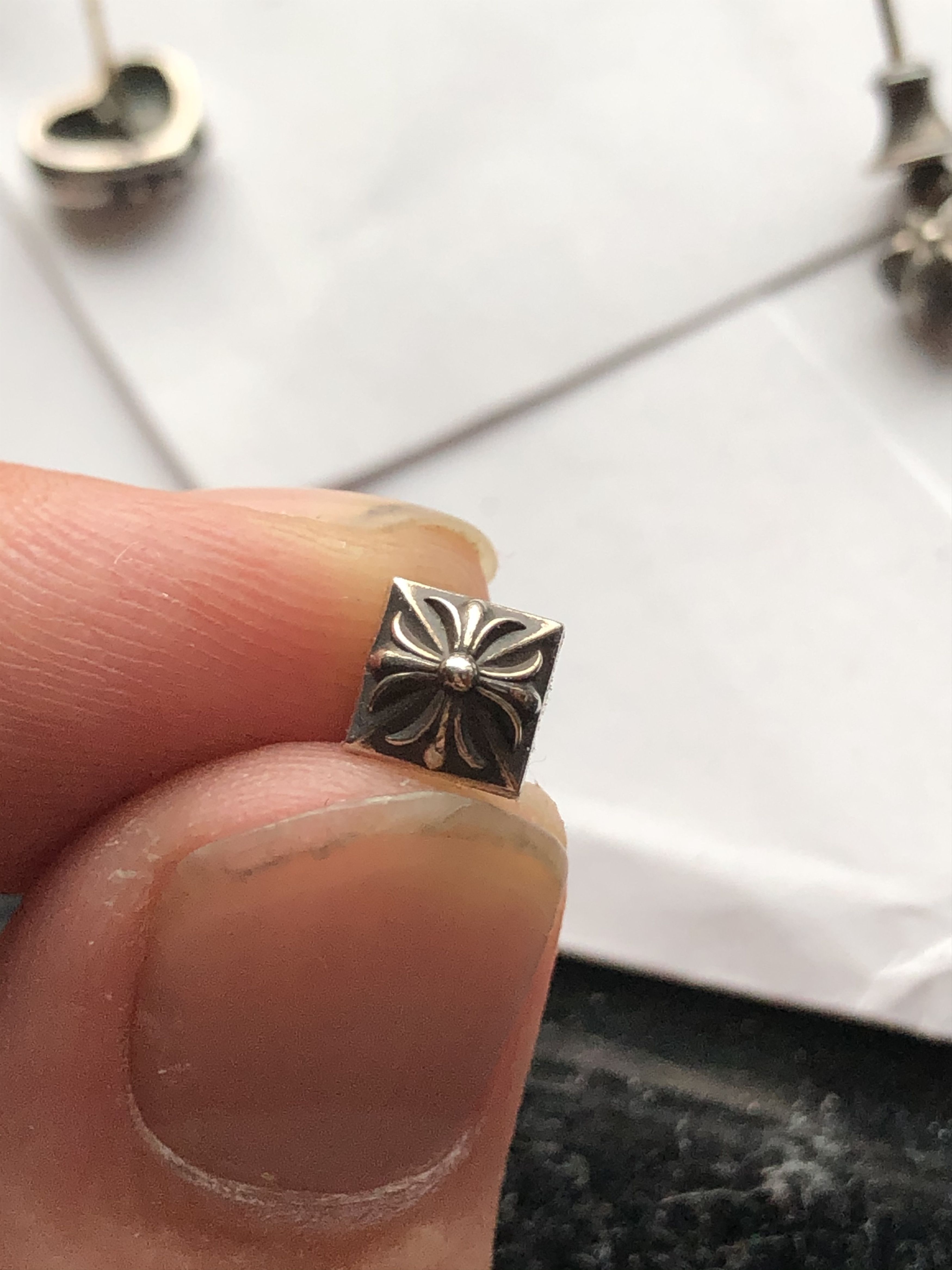 Chrome Hearts Chrome hearts pyramid plus earring | Grailed