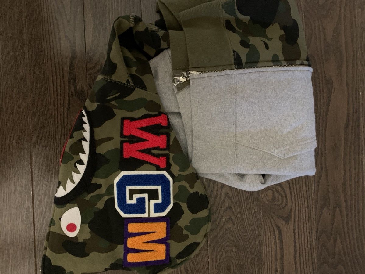 BAPE 1st Camo Half Shark Full Zip Hoodie Green Camo