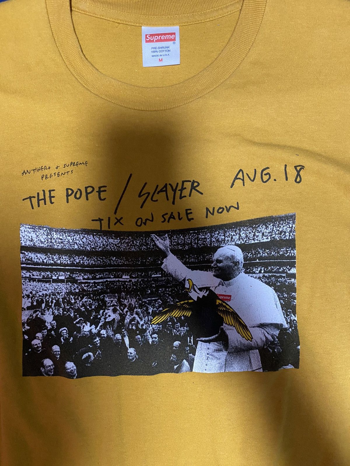 Supreme Ss16 supreme anti hero pope tee mustard size medium | Grailed