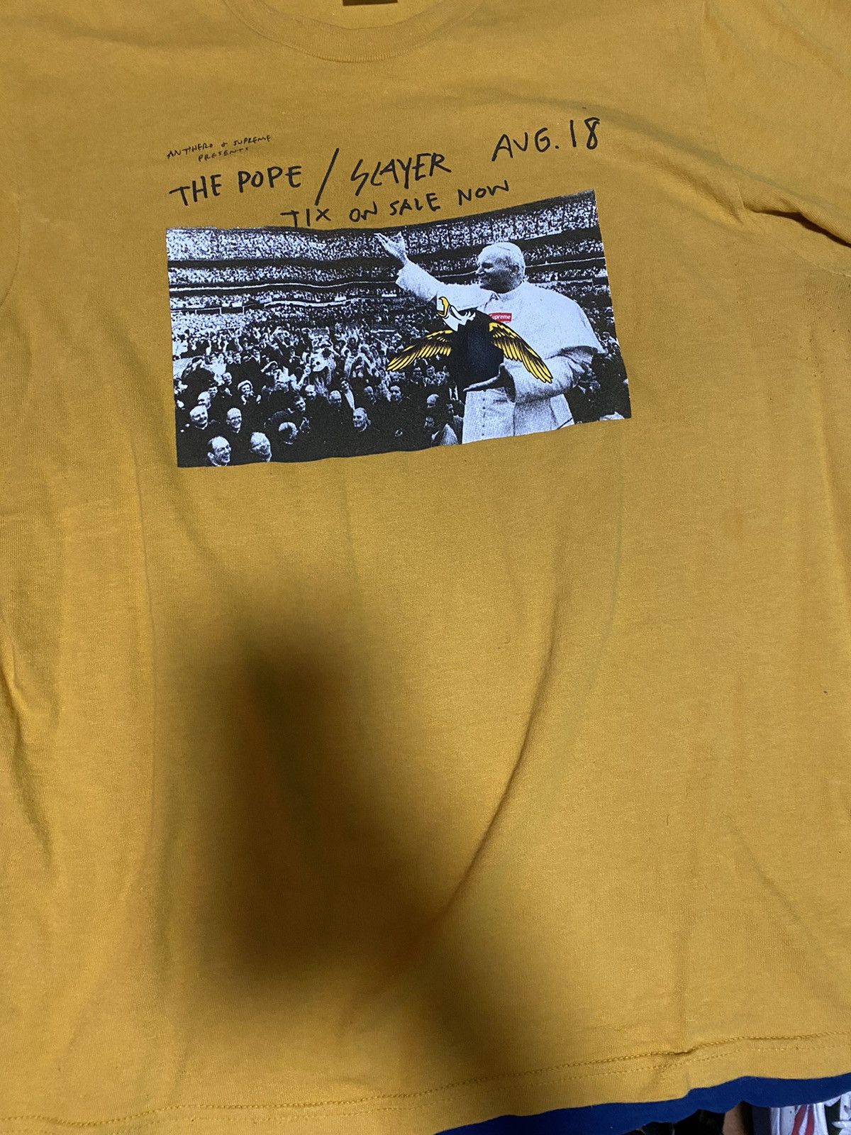 Supreme Ss16 supreme anti hero pope tee mustard size medium | Grailed