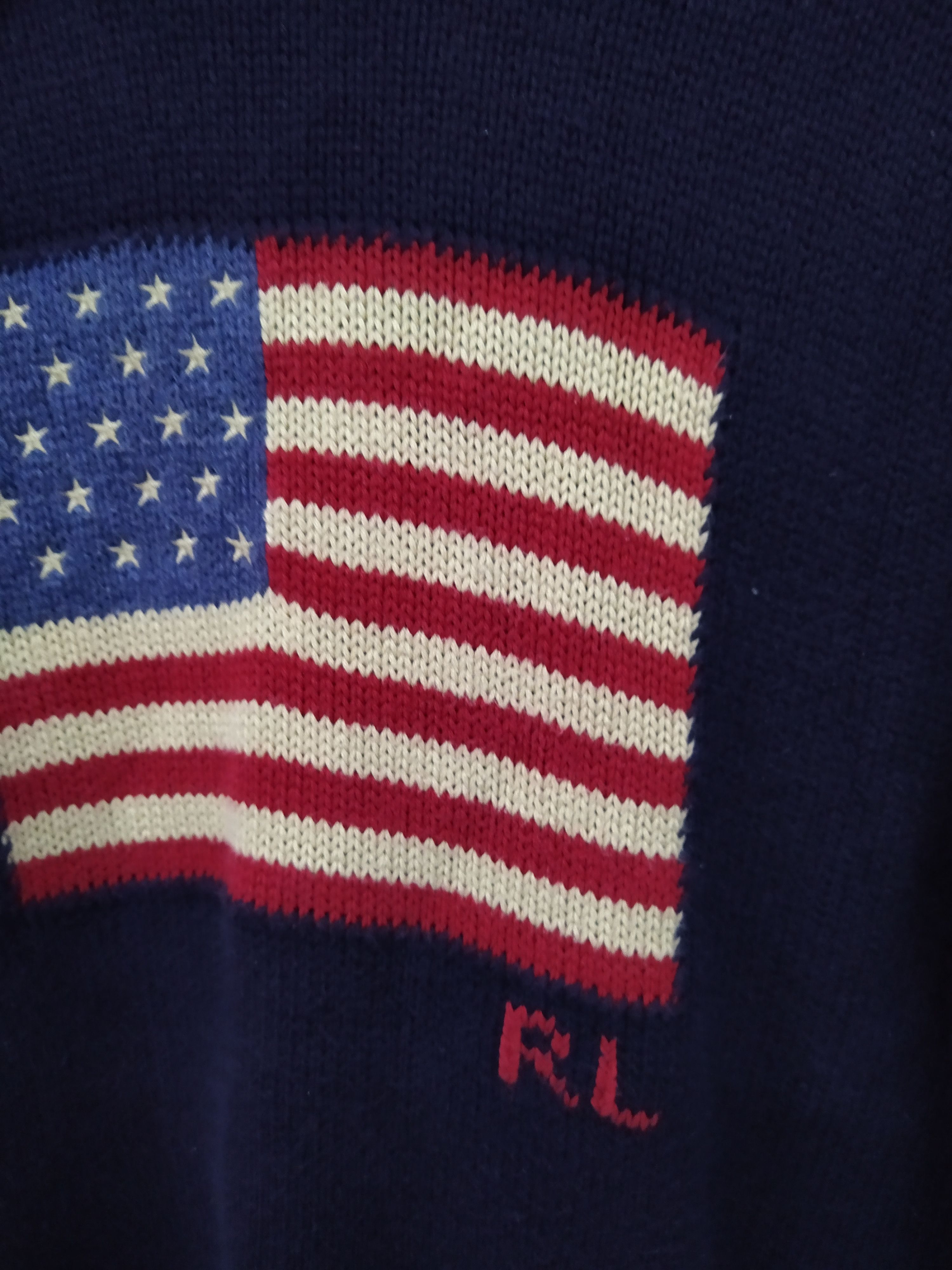 Polo Ralph Lauren × Vintage POLO RALPH LAUREN HOODIE FLAG KNITWEAR (B934) Size US L / EU 52-54 / 3 - 2 Thumbnail