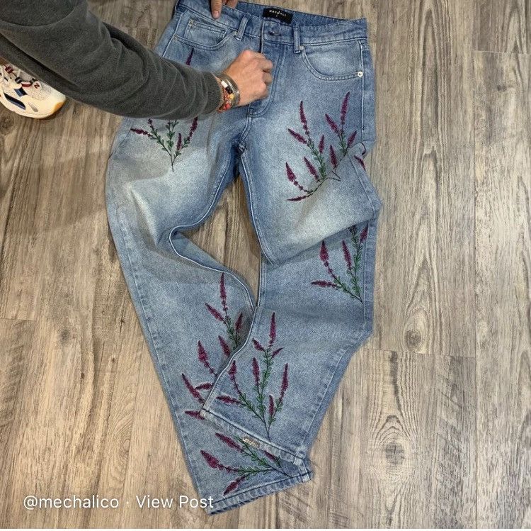 Baggy Denim- Lavender Embroidery Mechali Jeans factory