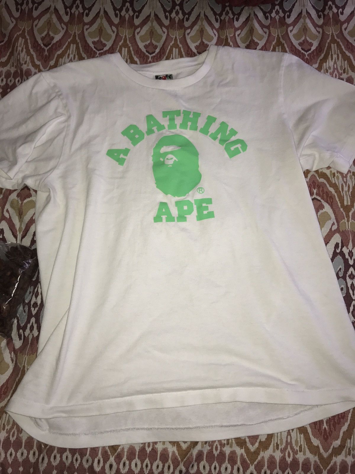 Bape White A Bathing Ape T Shirt Neon Green Grailed