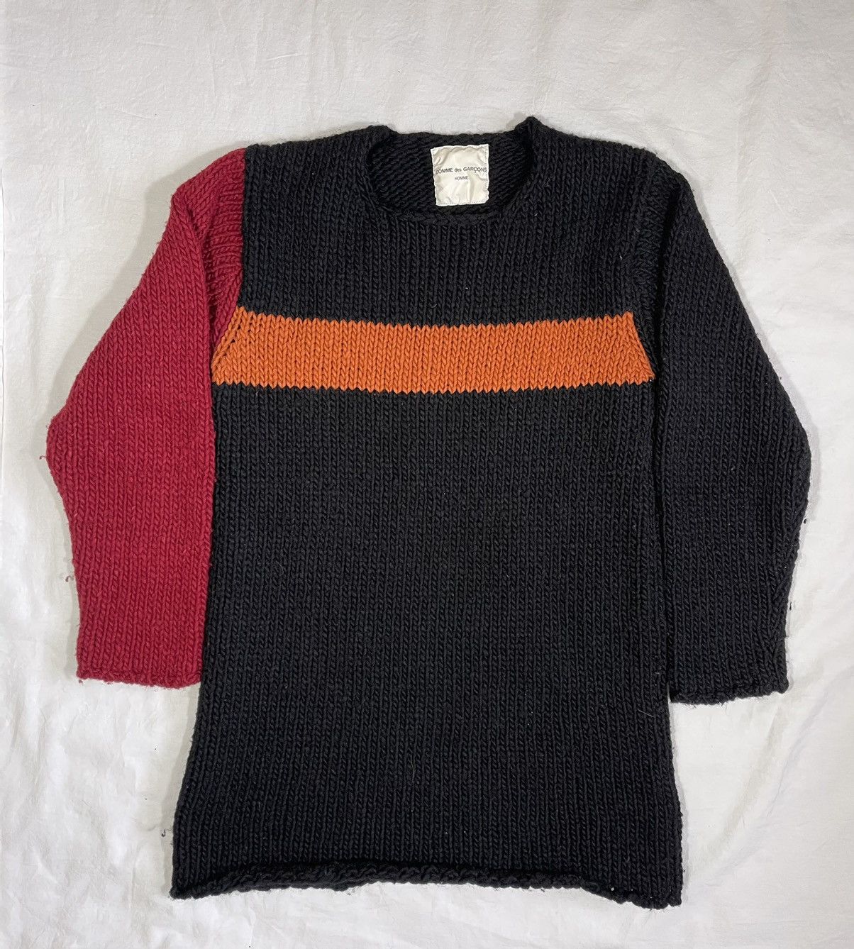 Comme des Garcons Homme 1997 Color Block Knit Wool Sweater Size US L / EU 52-54 / 3 - 1 Thumbnail