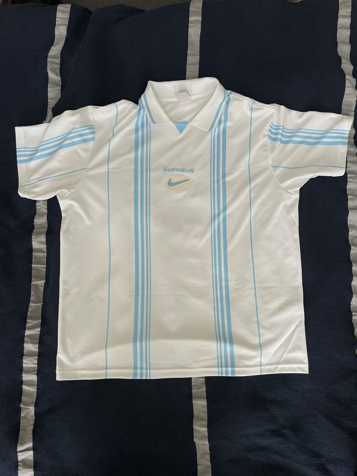 Supreme Nike Jewel Stripe Soccer Jersey White