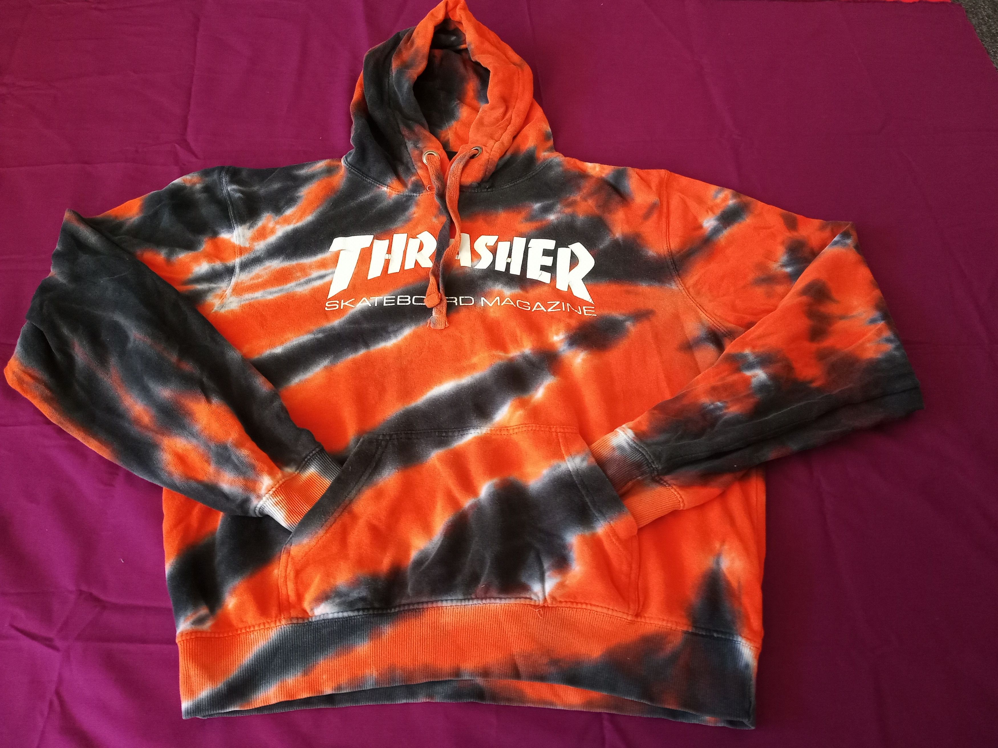Thrasher Thrasher Skate Mag Orange Tie Dye Tiger Stripe Hoodie Grailed