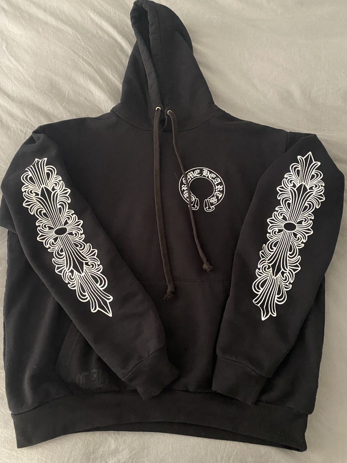 Chrome Hearts Horse Shoe Floral Hoodie BlackChrome Hearts Horse