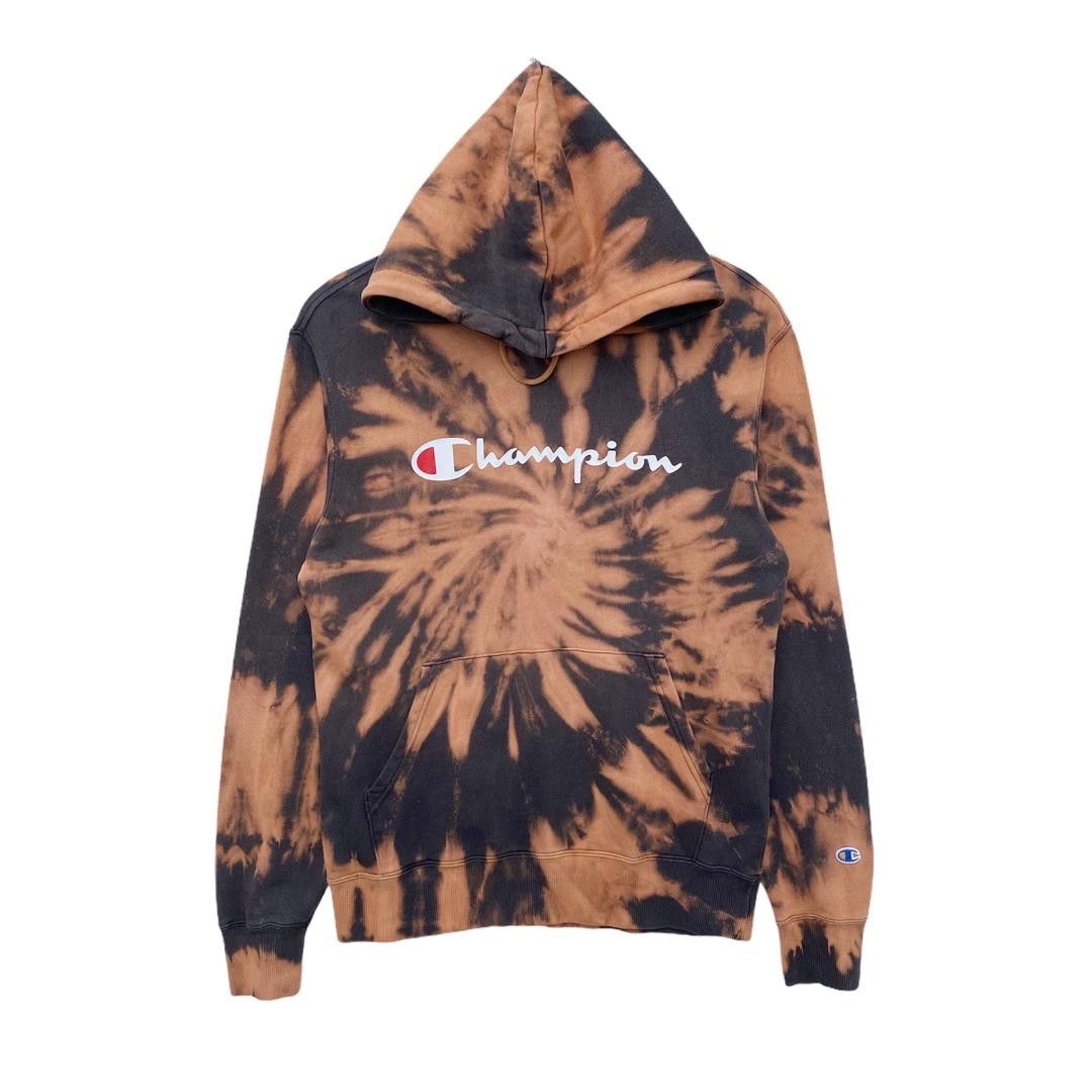 Vintage CHAMPION HOODIE BLEACH WASH TIE DYE MEDIUM SIZE Grailed
