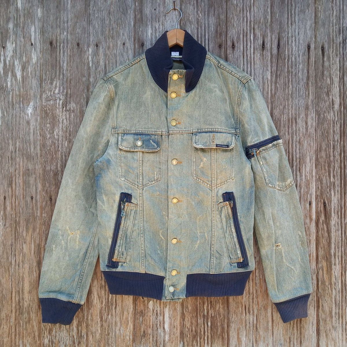 image of Dolce & Gabbana Italy Denim Jacket Nice Design in Acid Wash, Men's (Size Medium)