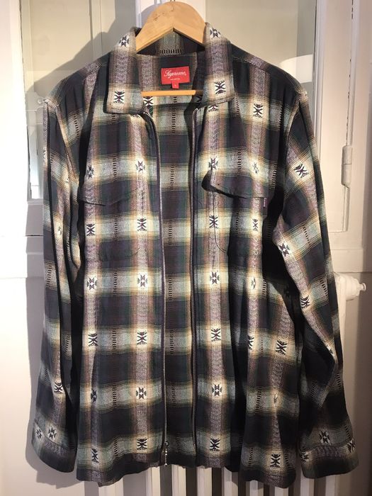 Supreme Plaid Zip Up Flannel Shirt | Grailed