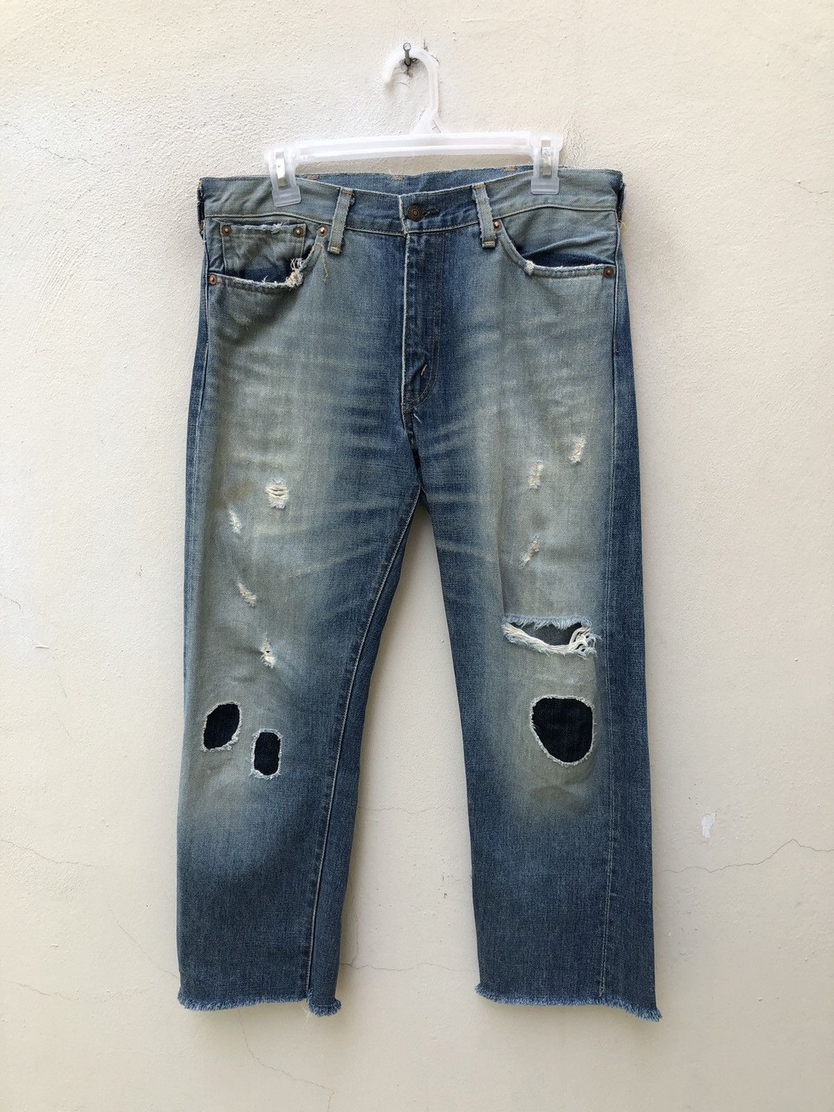 Levi's Vintage Clothing 2005 Levi’s E Rips Selvedge Denim Ripped Off Leg Jeans Size US 32 / EU 48 - 6 Thumbnail