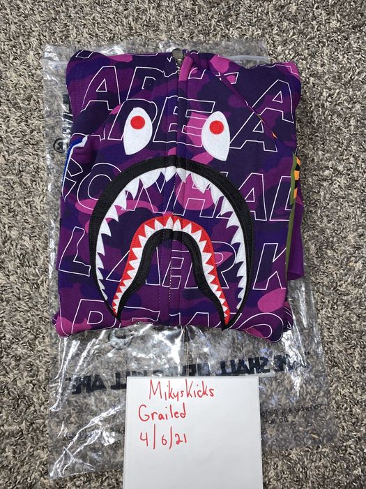 Bape shark hoodie color camo purple legit check 