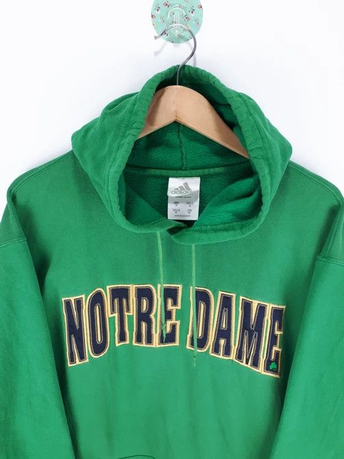 Adidas × Vintage Adidas Notre Dame Mini Center Logo Embroidered Hoodie Size US M / EU 48-50 / 2 - 2 Thumbnail