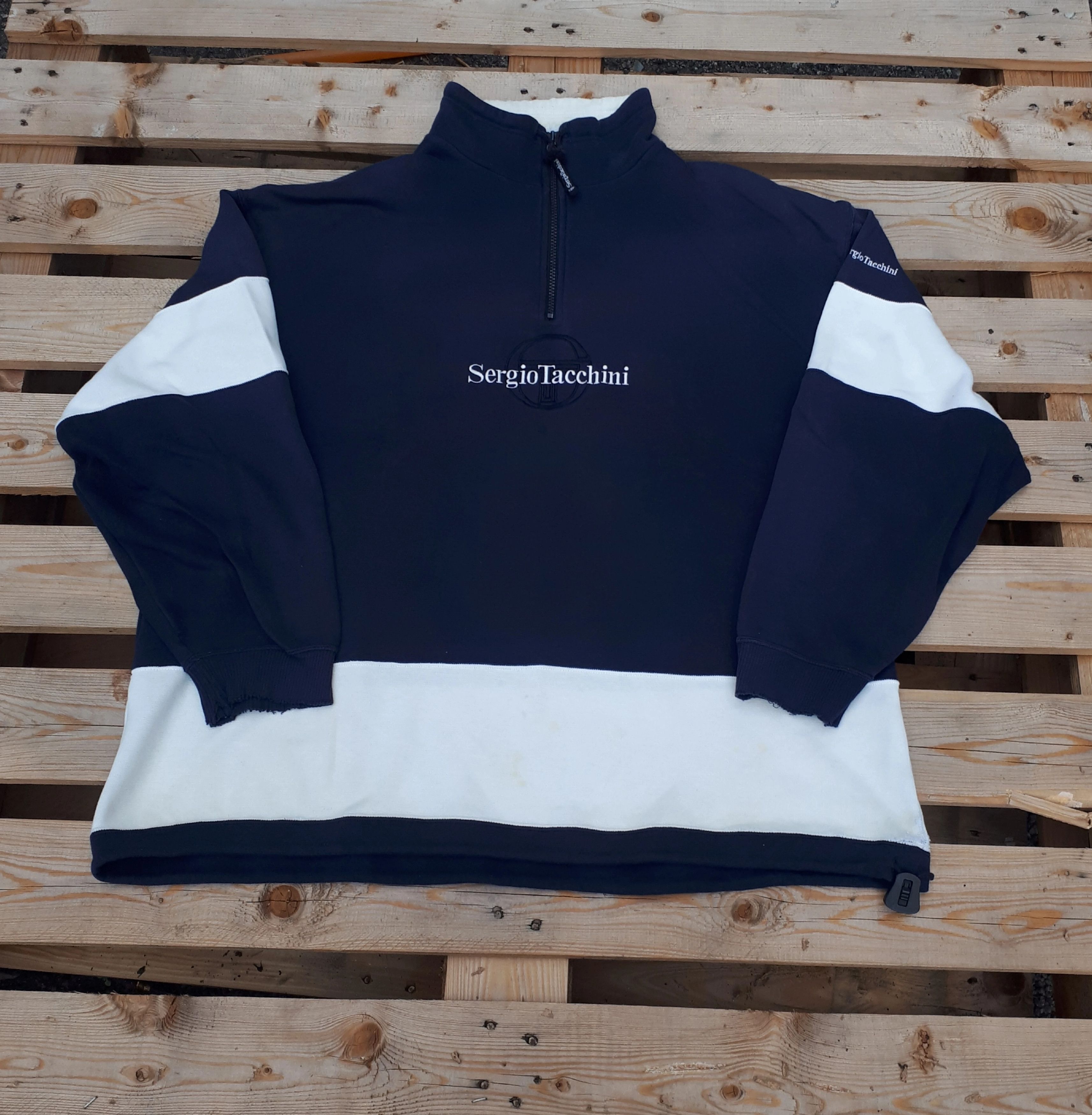 Sergio Tacchini × Vintage Sergio Tacchini Mini Logo Quarter Zip Spell Out Sweatshirt Size US L / EU 52-54 / 3 - 1 Thumbnail