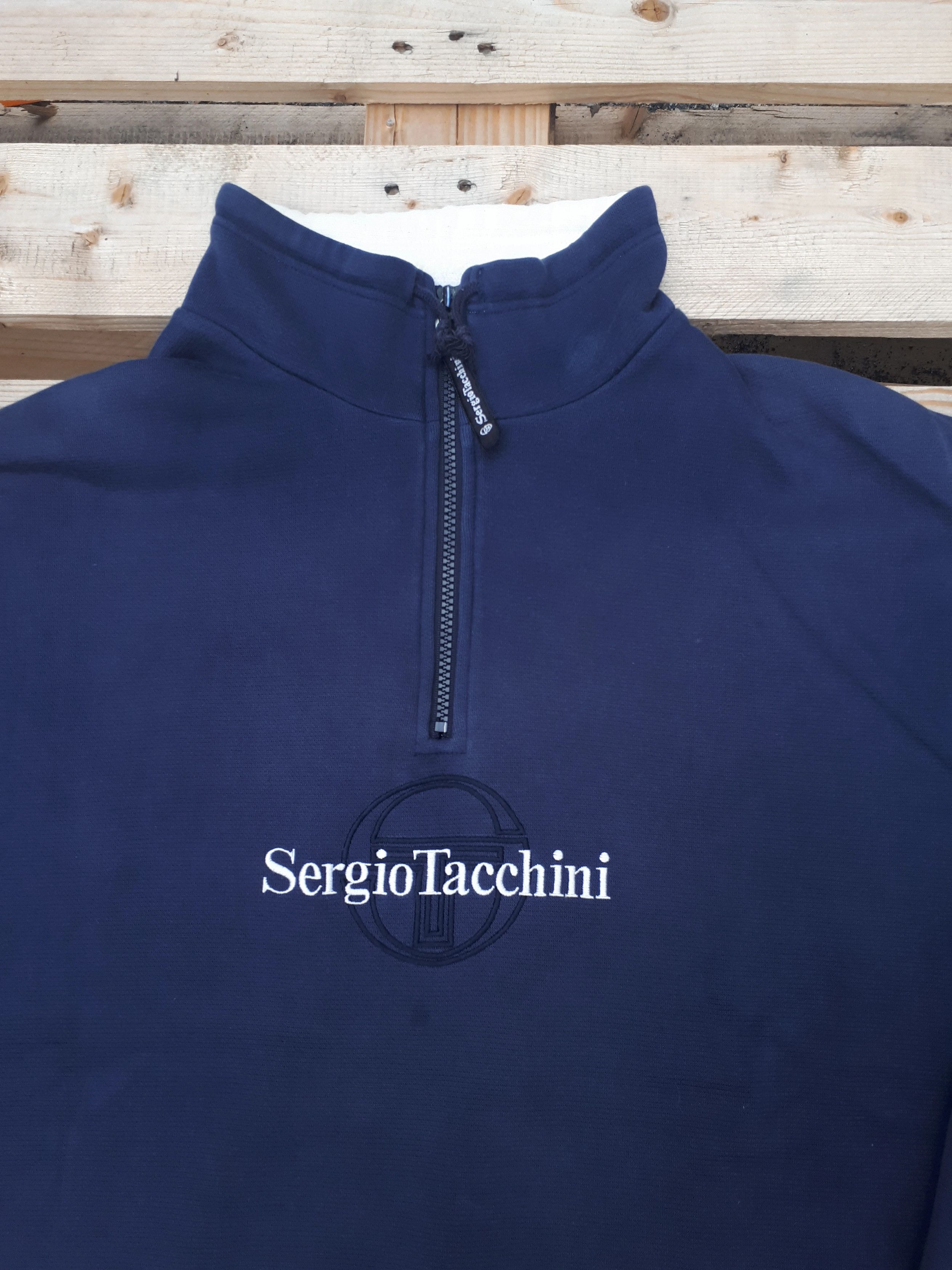 Sergio Tacchini × Vintage Sergio Tacchini Mini Logo Quarter Zip Spell Out Sweatshirt Size US L / EU 52-54 / 3 - 2 Thumbnail