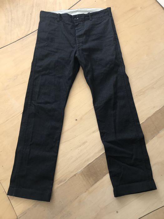 Mister Freedom CONTINENTAL TROUSERS - JC BLACK COATED DENIM | Grailed