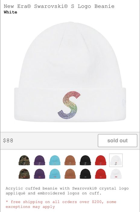 Supreme Supreme New Era Swarovski S Logo Beanie - White | Grailed