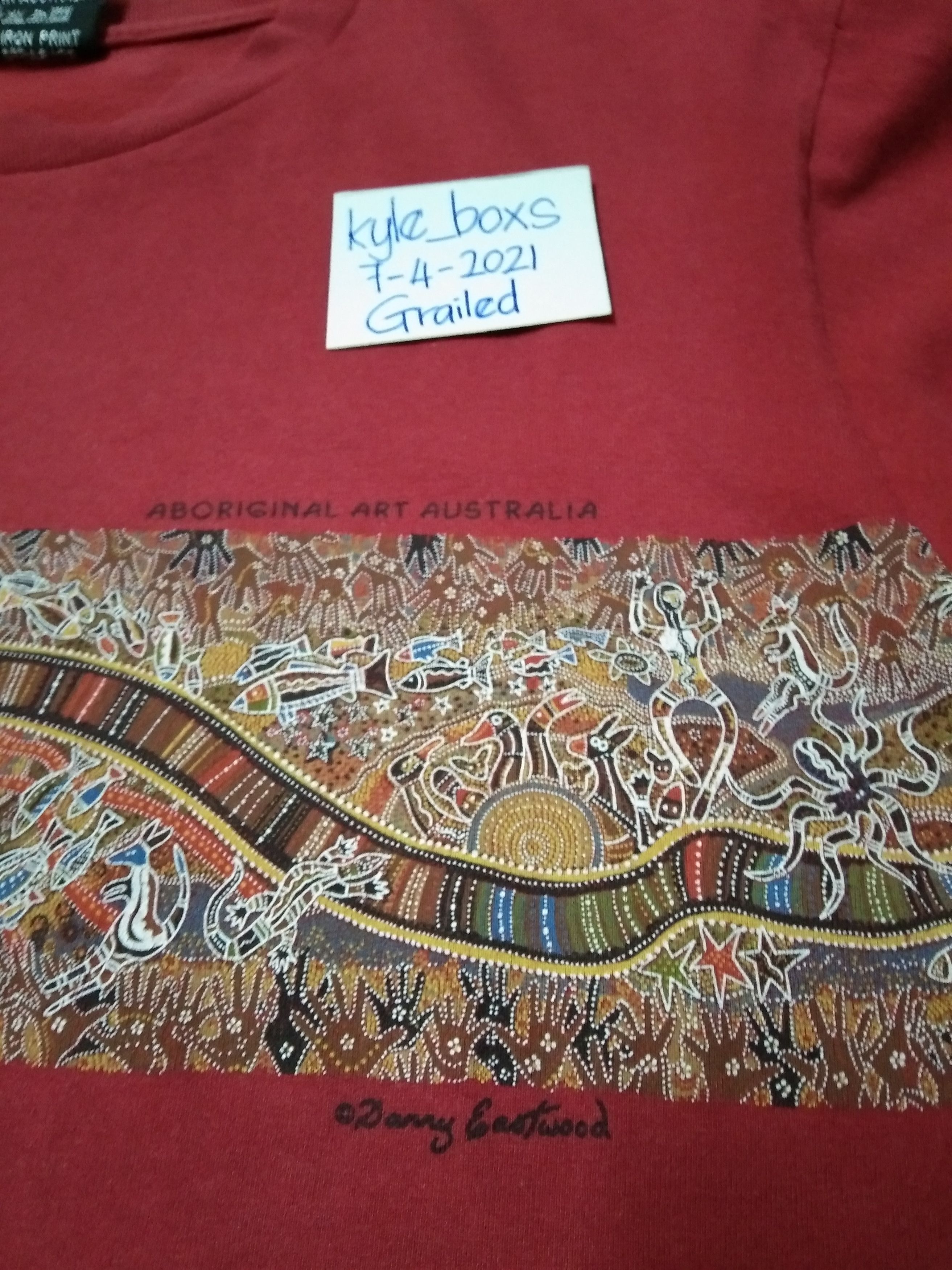 Native Vintage 90's Art T Shirt Rainbow Serpent by Danny Eastwood Size US L / EU 52-54 / 3 - 11 Thumbnail