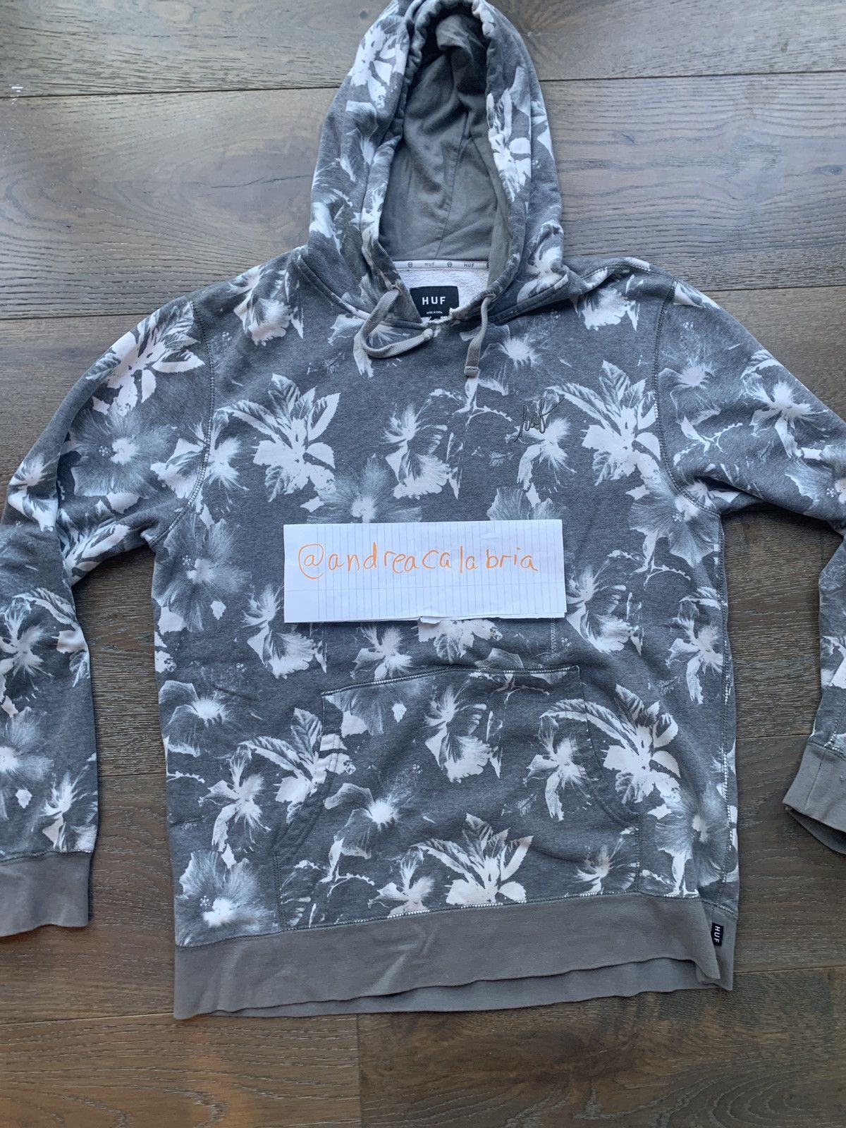 Huf HUF Grey floral hoodie Grailed