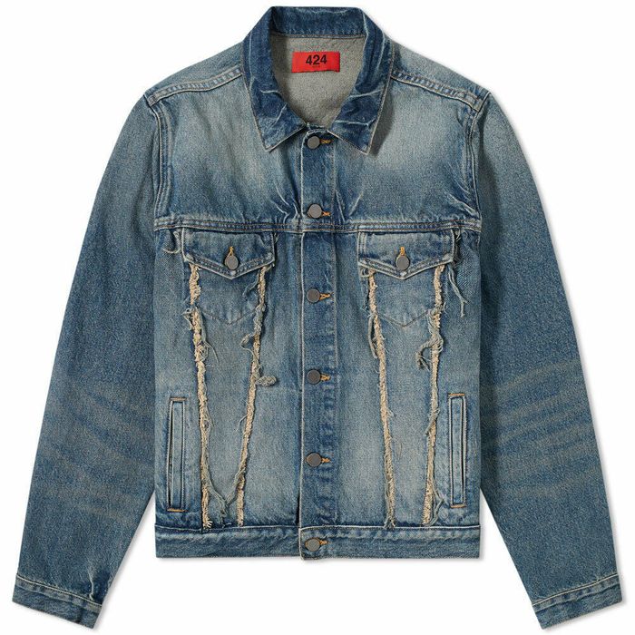 424 On Fairfax 424 ON FAIRFAX Distressed Marshall Denim Trucker Jacket ...