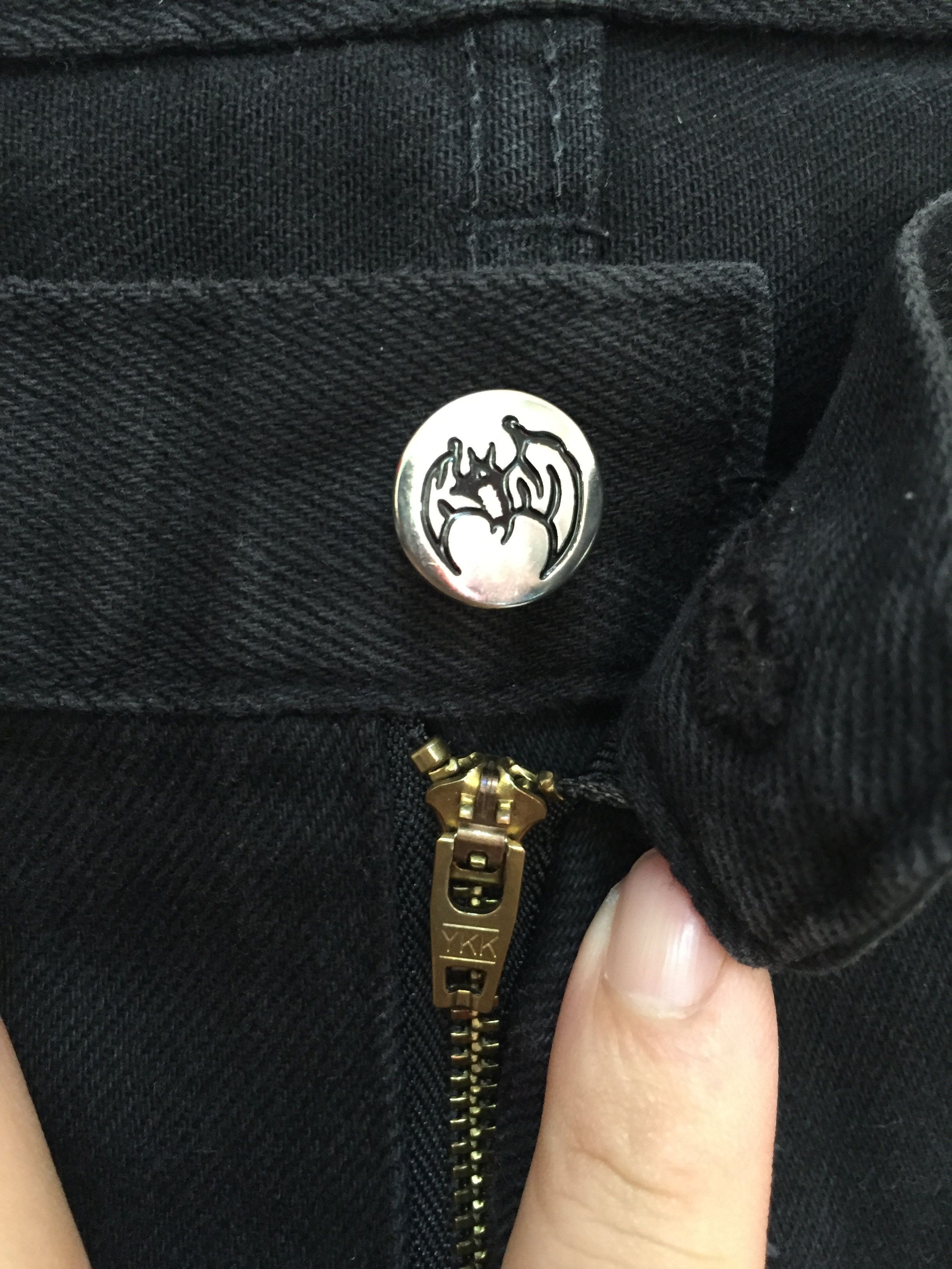 Jun Takahashi Vtg KING MOB Japanese punk black leather trim pants Size US 31 - 4 Thumbnail