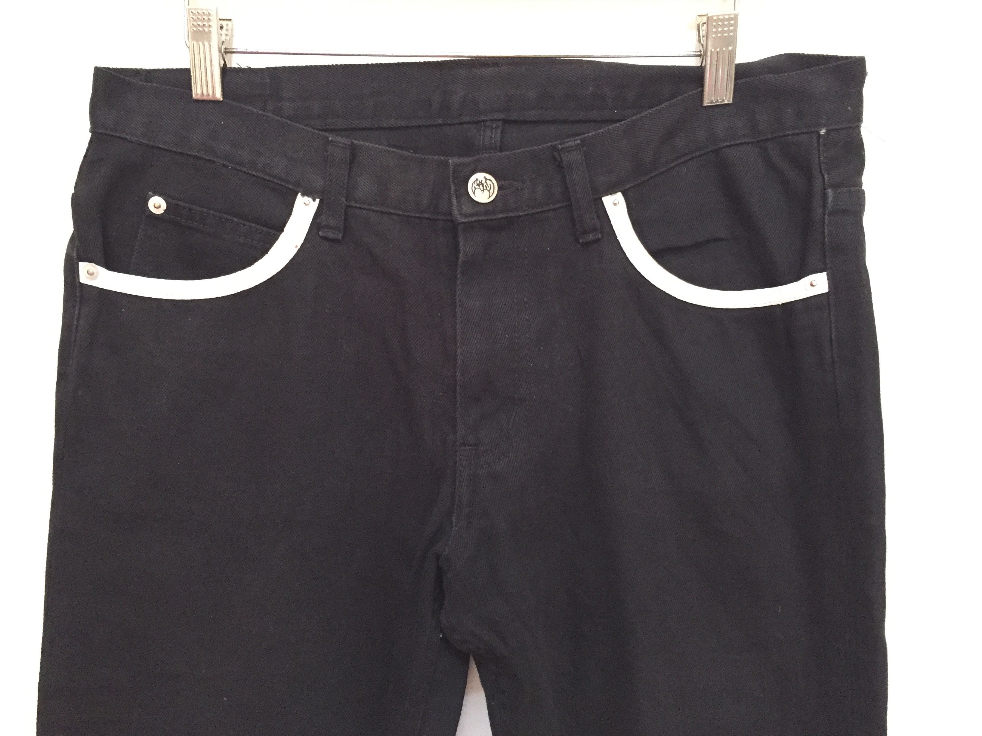 Jun Takahashi Vtg KING MOB Japanese punk black leather trim pants Size US 31 - 2 Thumbnail