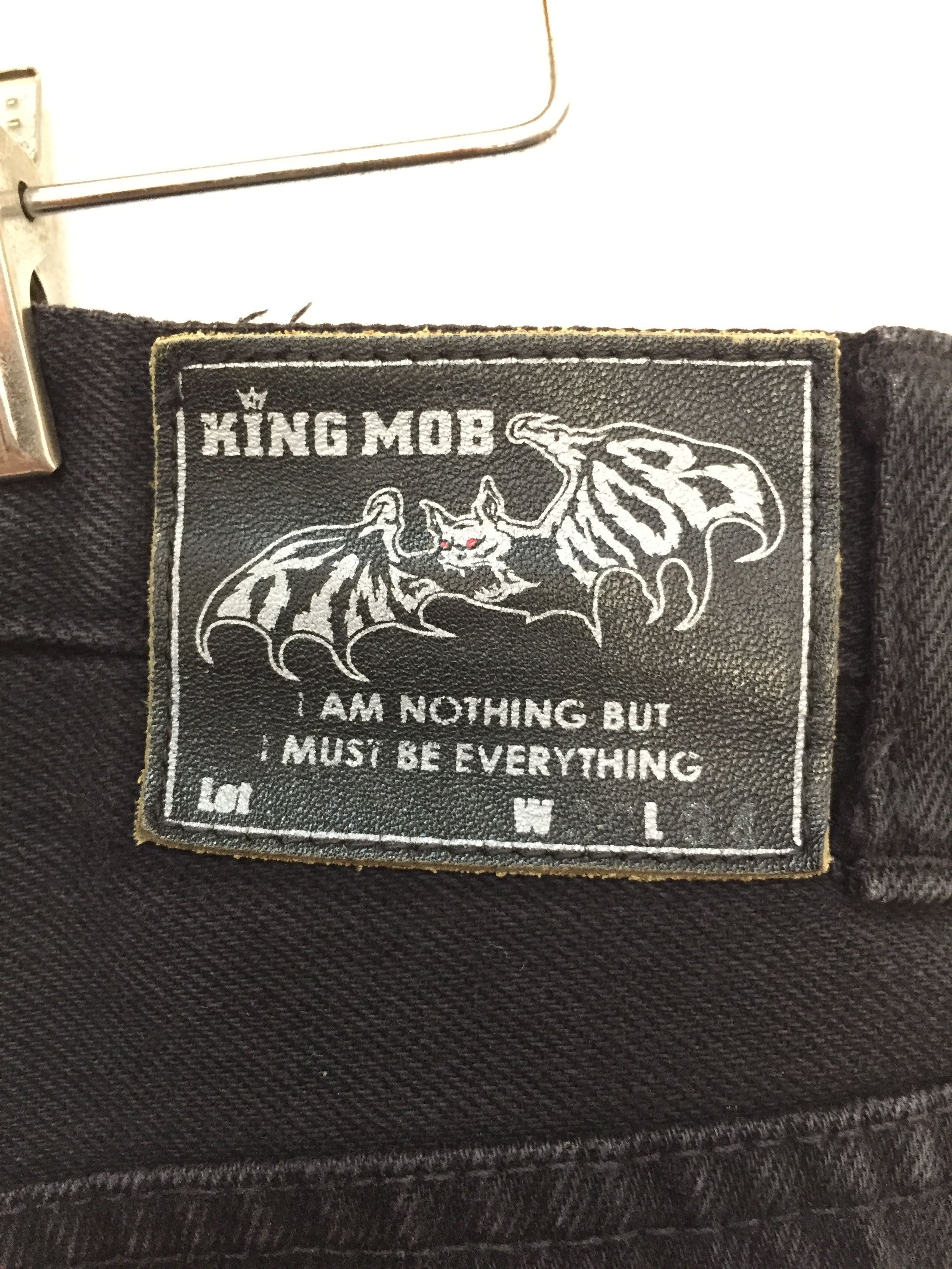 Jun Takahashi Vtg KING MOB Japanese punk black leather trim pants Size US 31 - 8 Thumbnail