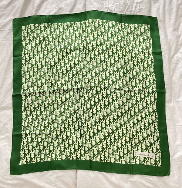 Dior Christian Dior Trotter diorissimo Monogram Green silk scarf