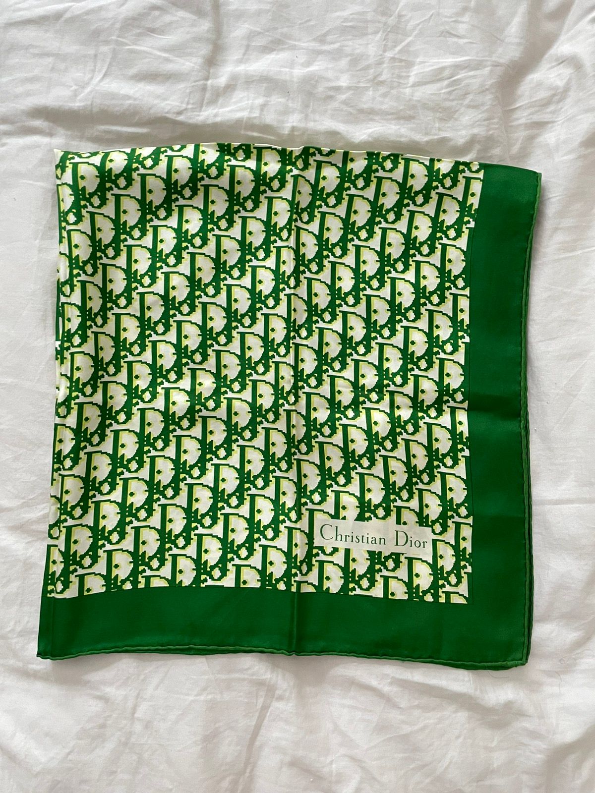 Dior Christian Dior Trotter diorissimo Monogram Green silk scarf
