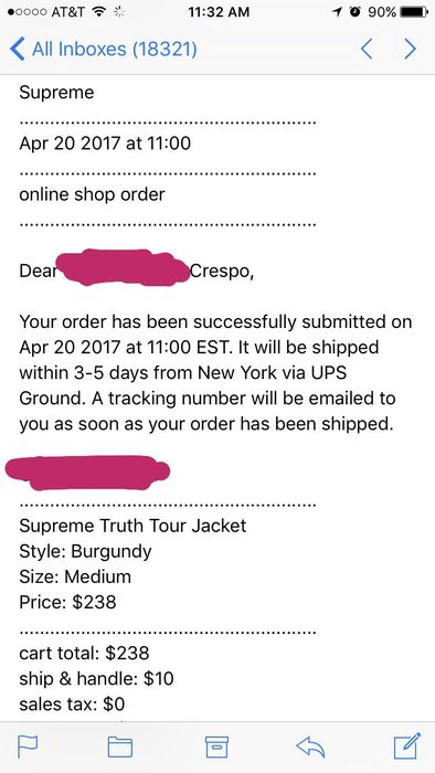 Supreme truth tour hot sale jacket burgundy