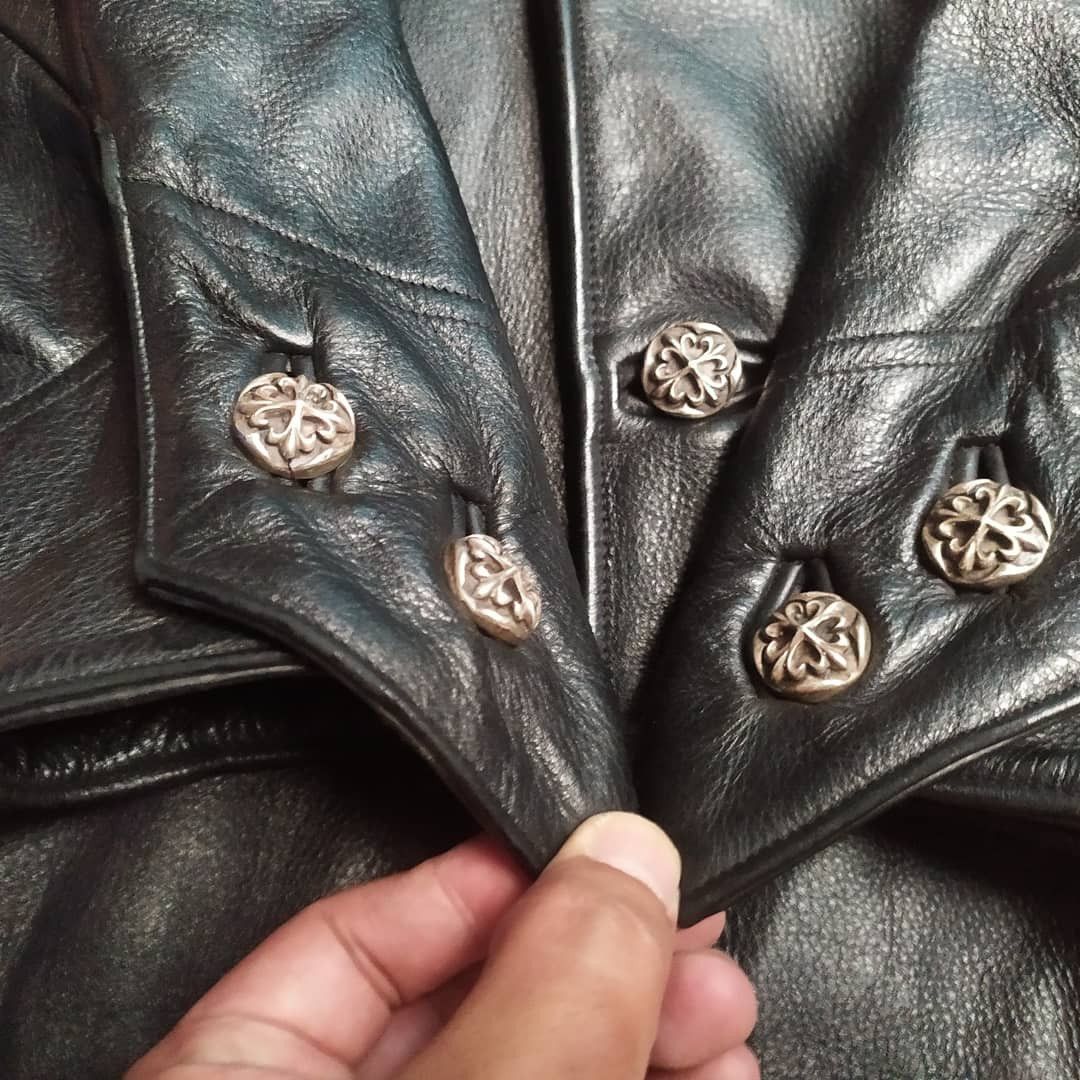 A&G Rock AMAL GUESSOUS LEATHER EMBROIDERY STERLING SILVER JACKET Size US M / EU 48-50 / 2 - 8 Thumbnail