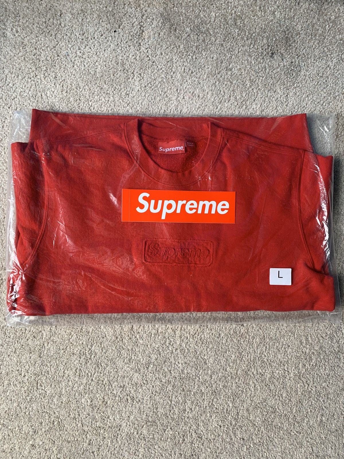 Supreme Supreme Cutout Logo Box Logo Crewneck Sweatshirt Red Large 