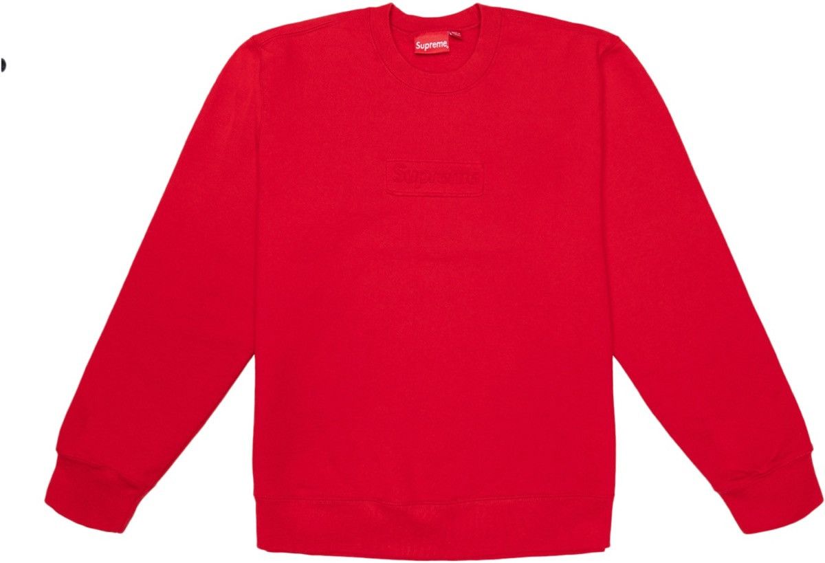 Supreme Side Logo Crewneck outlet Red Sweat Shirt Long Sleeve