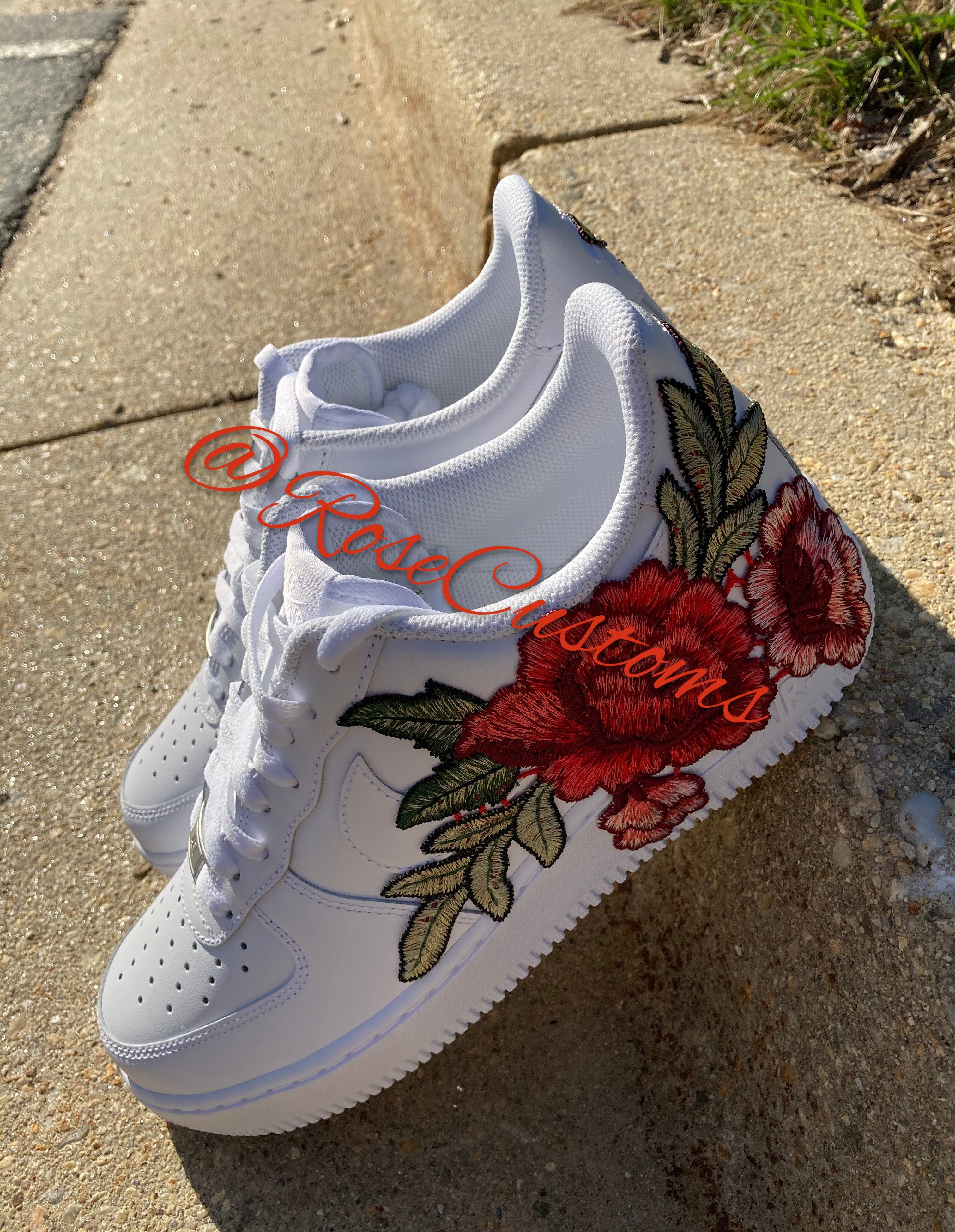 Nike Nike Air Force 1 Low Red Rose Flower Floral Custom Shoes Grailed