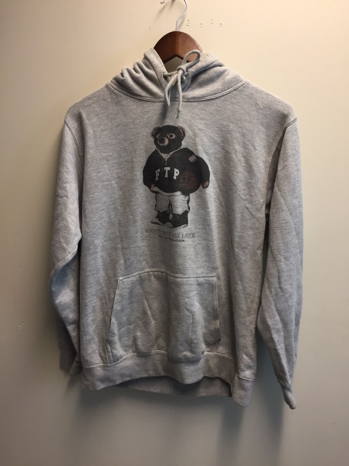 Fuck The Population Shoot first Ask Later Bear Hoodie FTP | Grailed