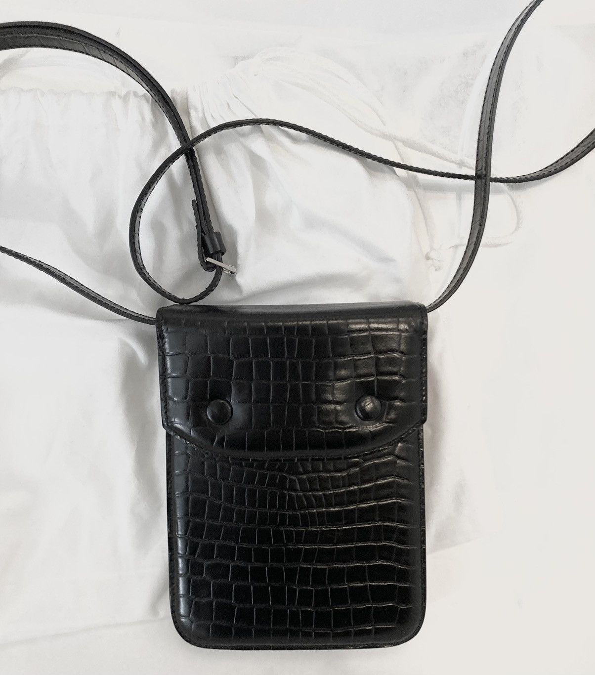 Maison Margiela Crocodile Embossed Leather Shoulder Bag [BLACK] Size ONE SIZE - 3 Thumbnail