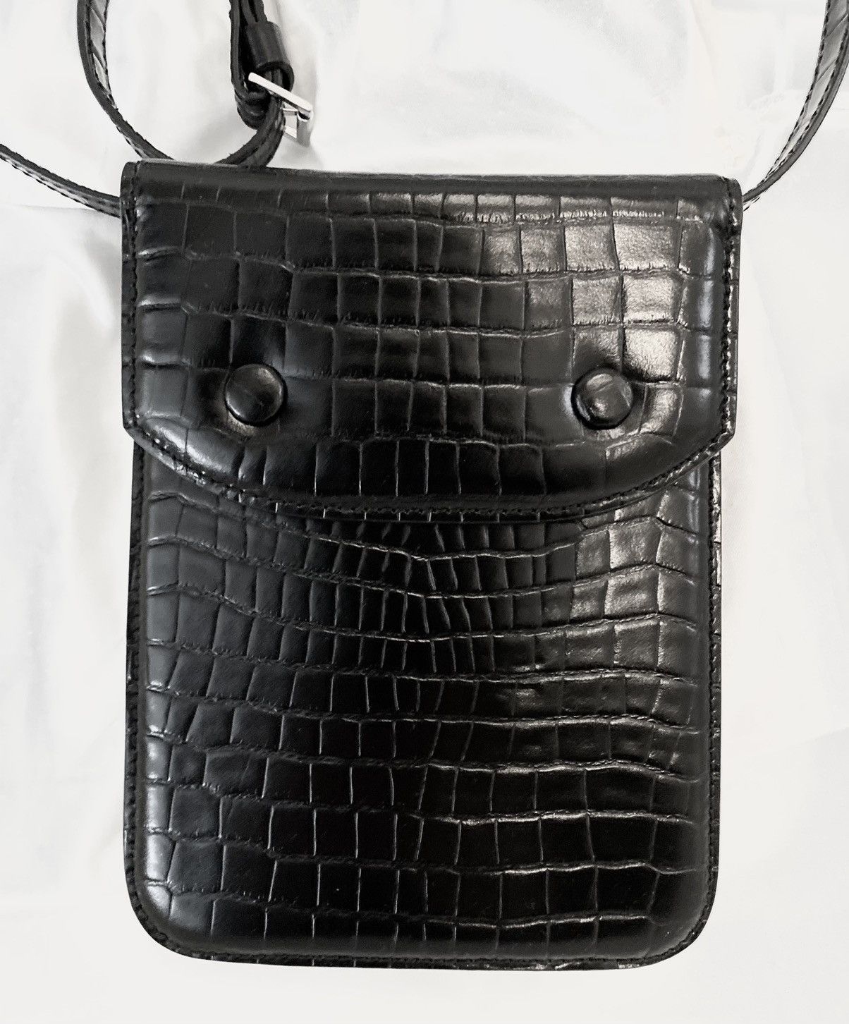 Maison Margiela Crocodile Embossed Leather Shoulder Bag [BLACK] Size ONE SIZE - 4 Thumbnail