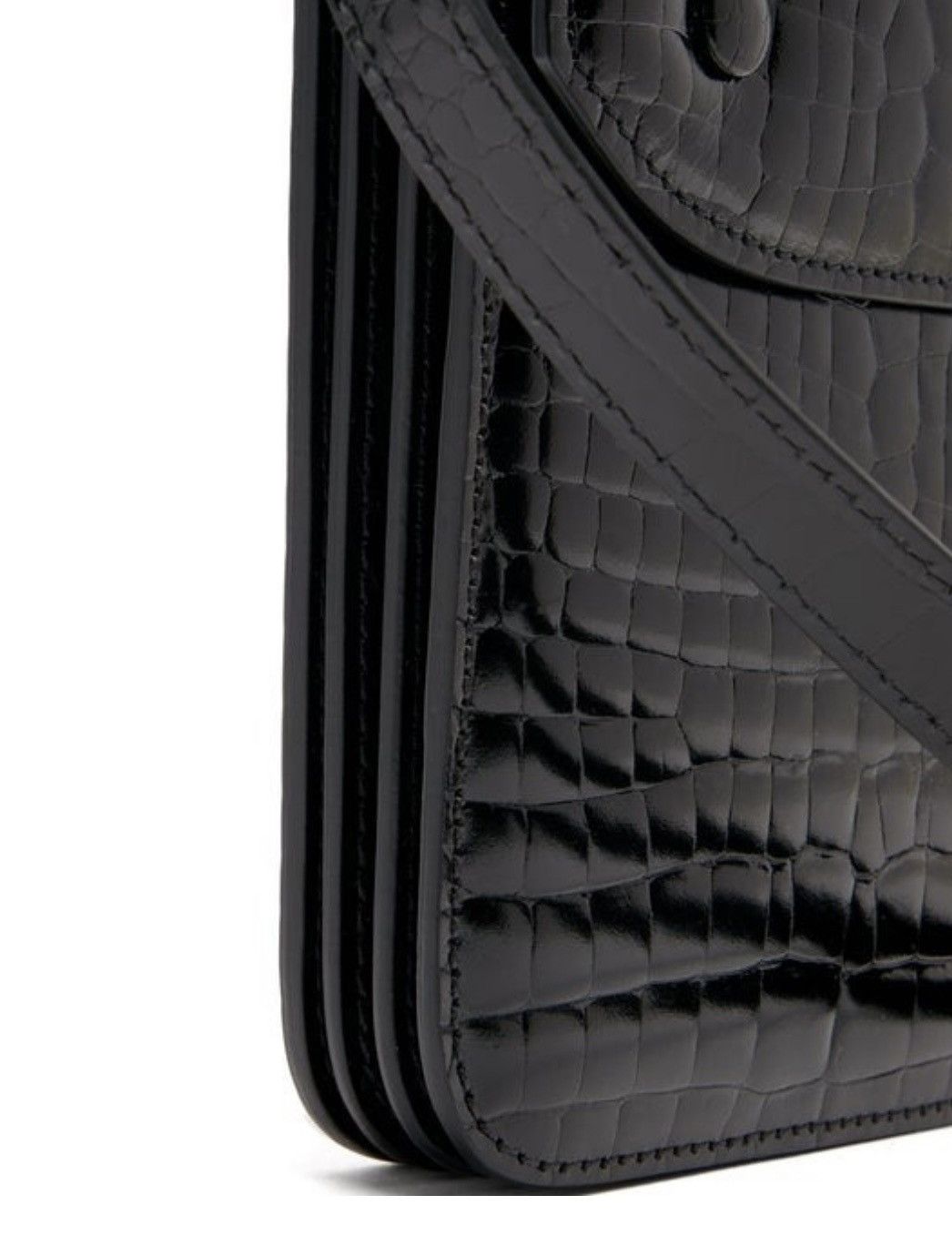 Maison Margiela Crocodile Embossed Leather Shoulder Bag [BLACK] Size ONE SIZE - 10 Thumbnail