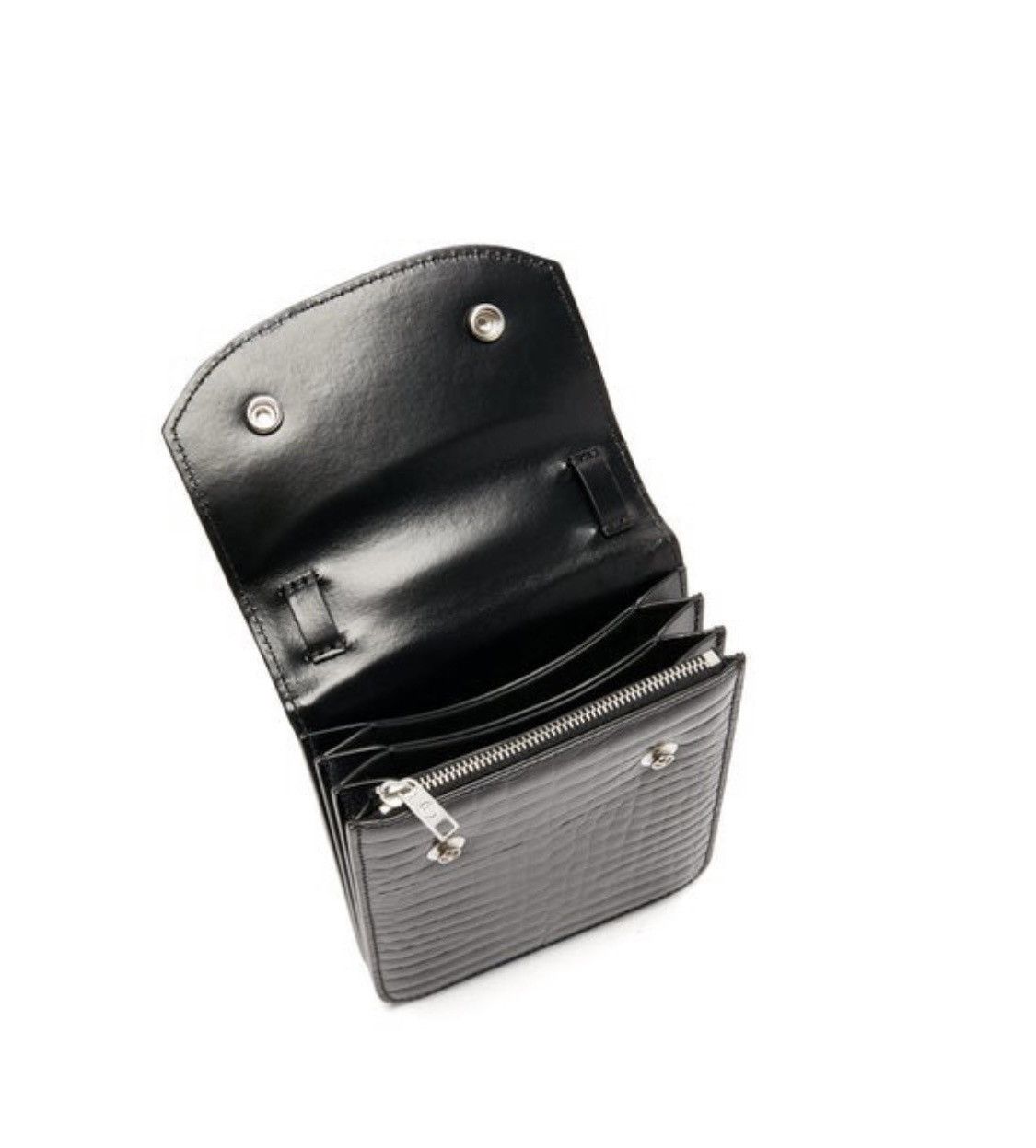 Maison Margiela Crocodile Embossed Leather Shoulder Bag [BLACK] Size ONE SIZE - 8 Thumbnail