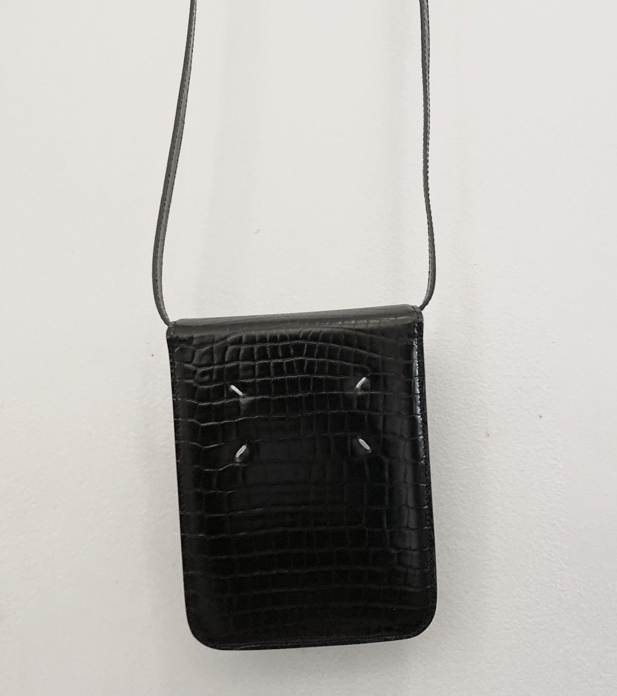 Maison Margiela Crocodile Embossed Leather Shoulder Bag [BLACK] Size ONE SIZE - 5 Thumbnail