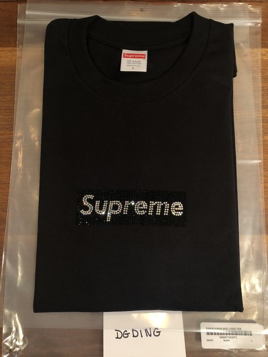 Supreme Supreme x Swarovski Box Logo Tee Black SS 19 Grailed