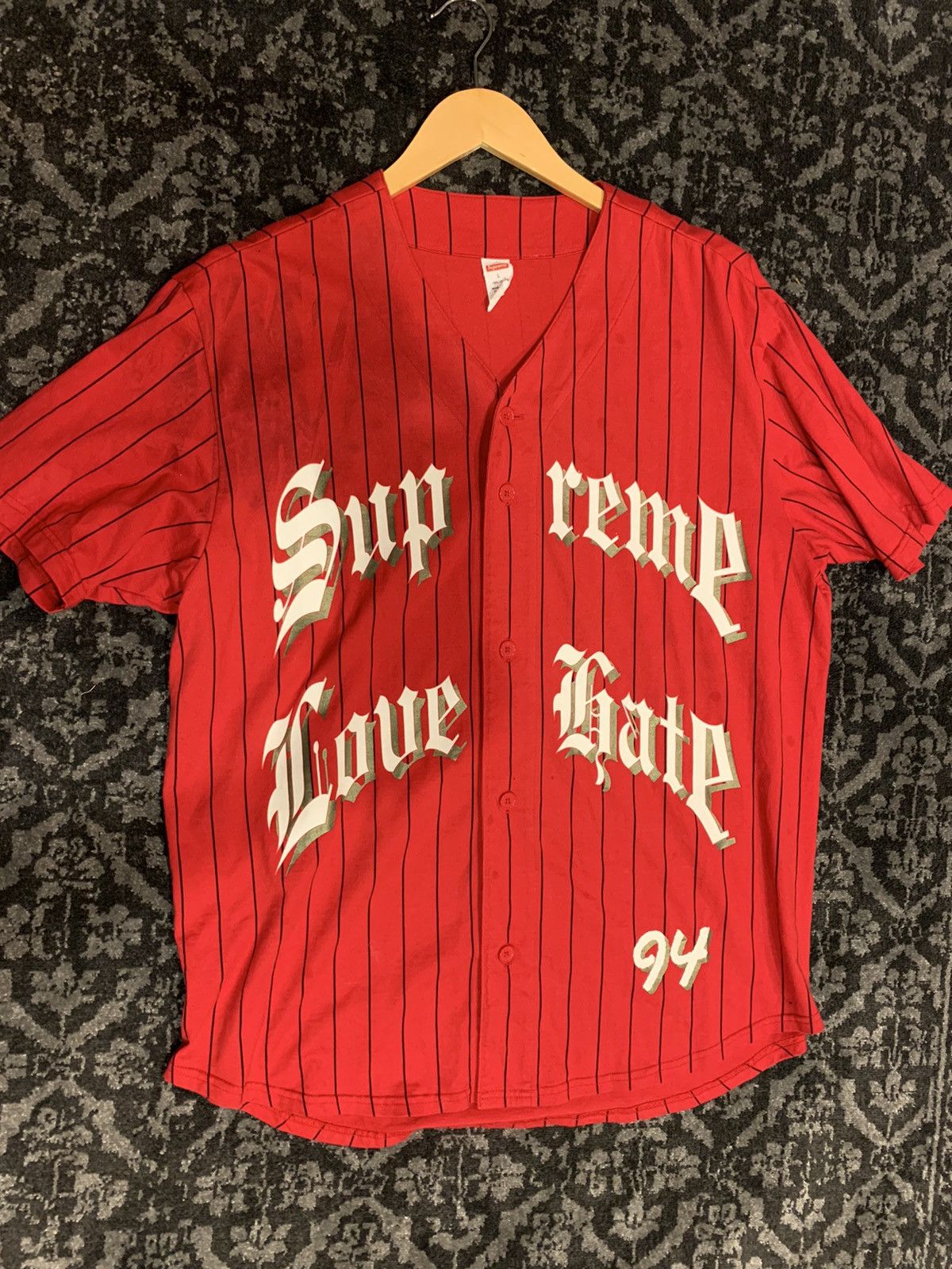 supreme baseball jersey size M love hate 94