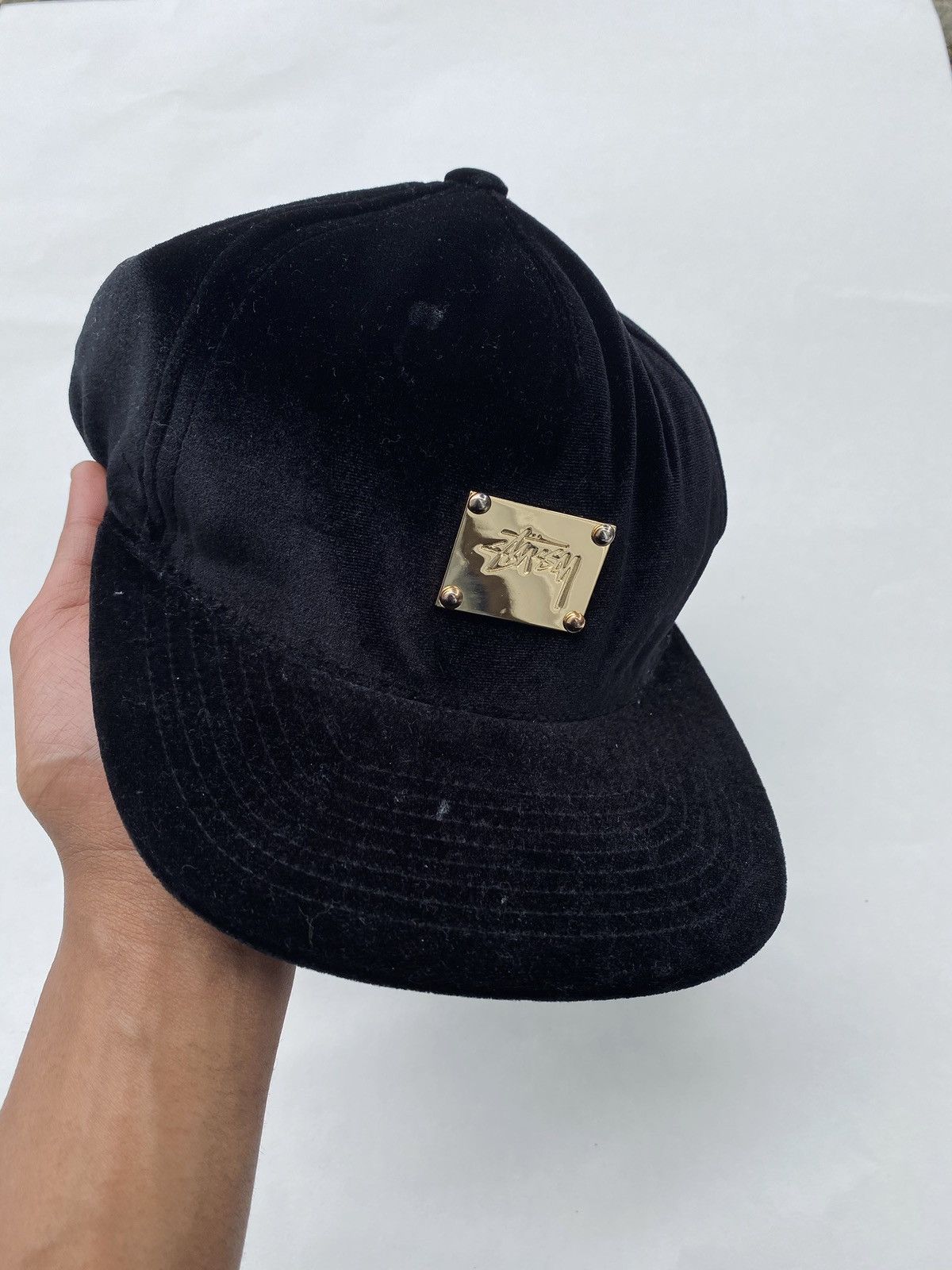 Stussy × Vintage Vintage Rare Stussy Velvet Gold plate logo hat Size ONE SIZE - 1 Thumbnail