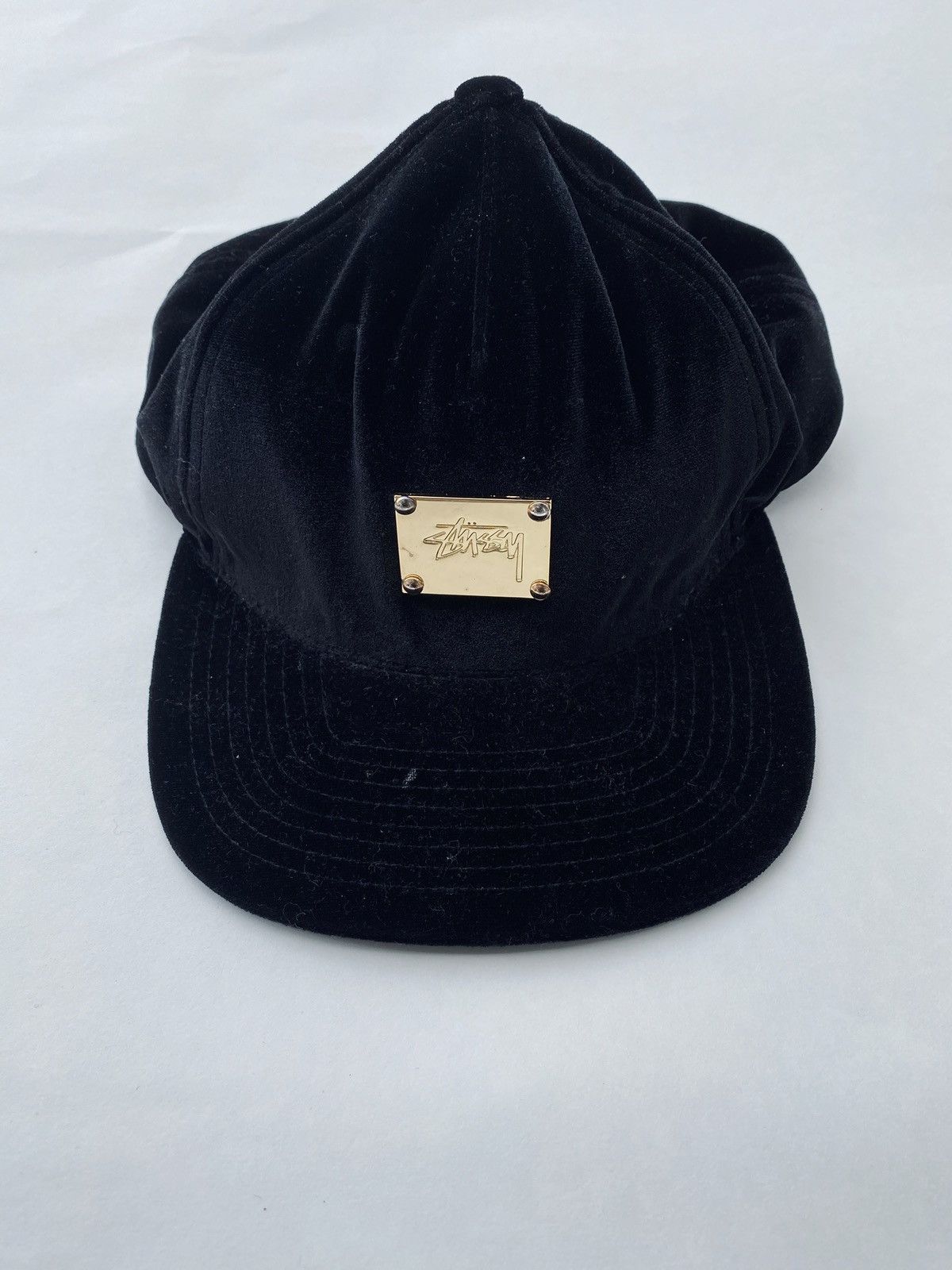 Stussy × Vintage Vintage Rare Stussy Velvet Gold plate logo hat Size ONE SIZE - 2 Thumbnail