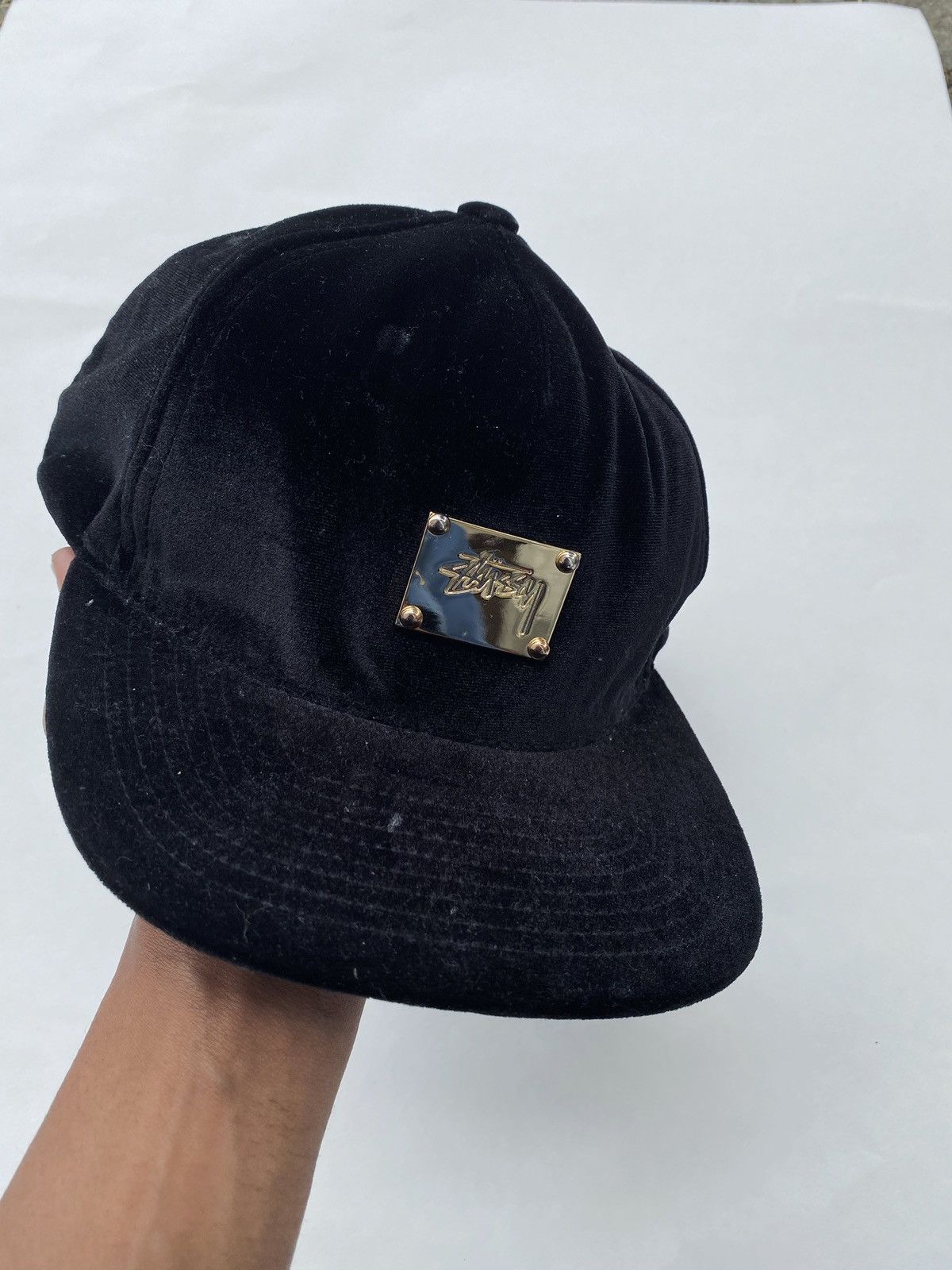 Stussy × Vintage Vintage Rare Stussy Velvet Gold plate logo hat Size ONE SIZE - 7 Thumbnail