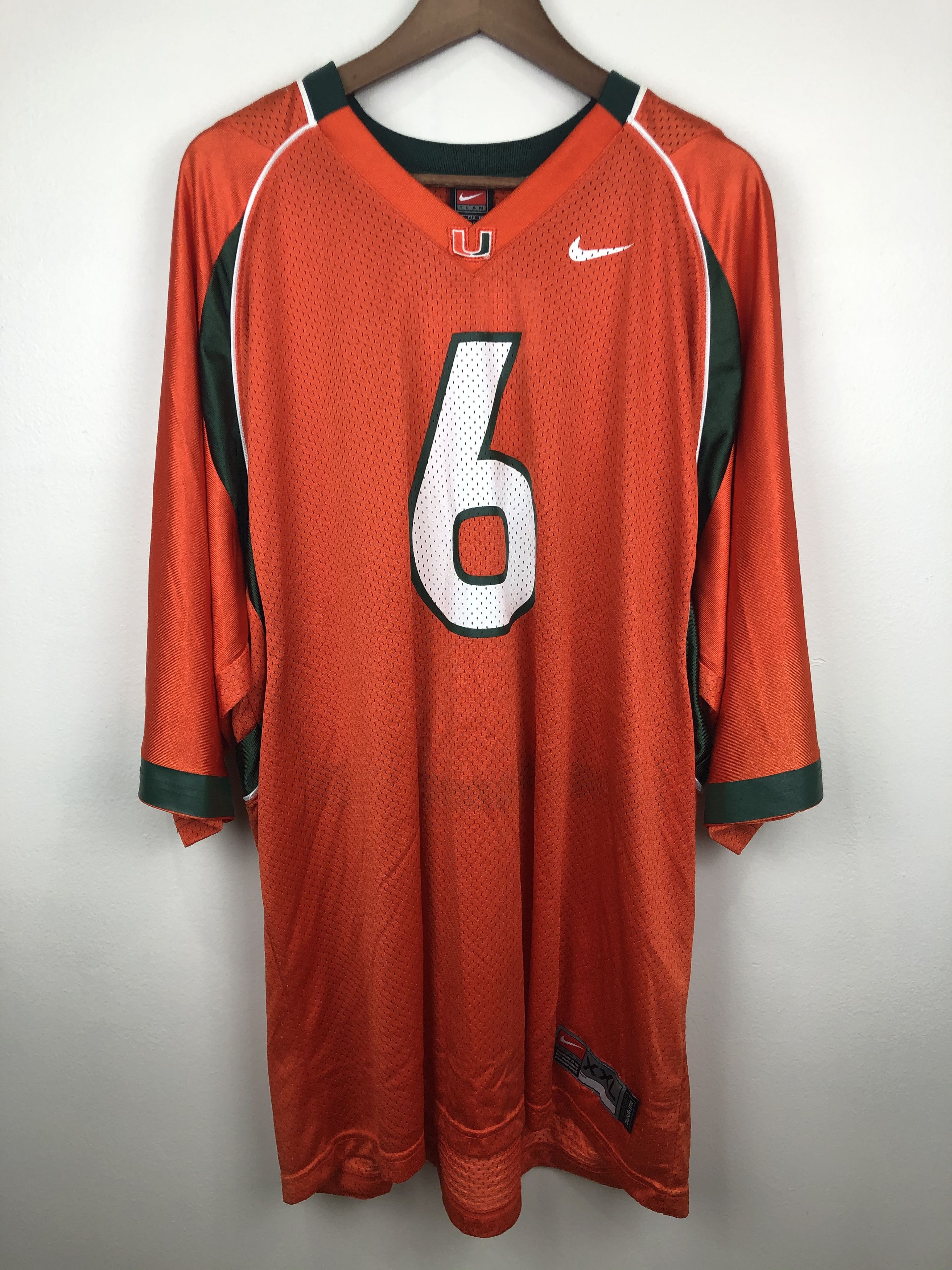 Vintage NIKE TEAM #44 University of Miami Hurricanes Football JERSEY XXL factory RARE