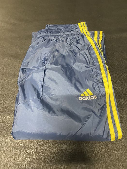 Vintage Adidas Track Pants Nylon Leg Double Logo Navy Size M